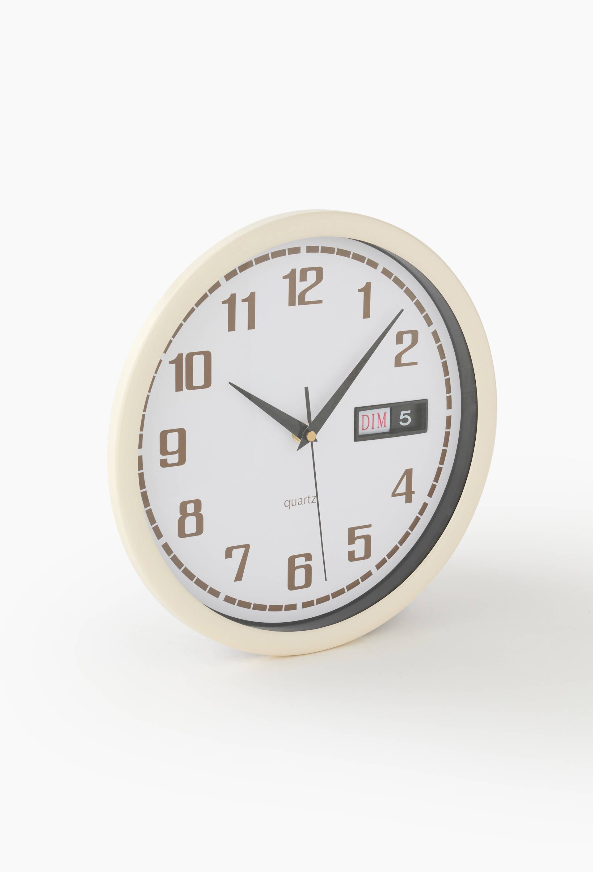 Horloge bord &eacute;pais, 30x5cm, en plastique, Ecru, large image number 0