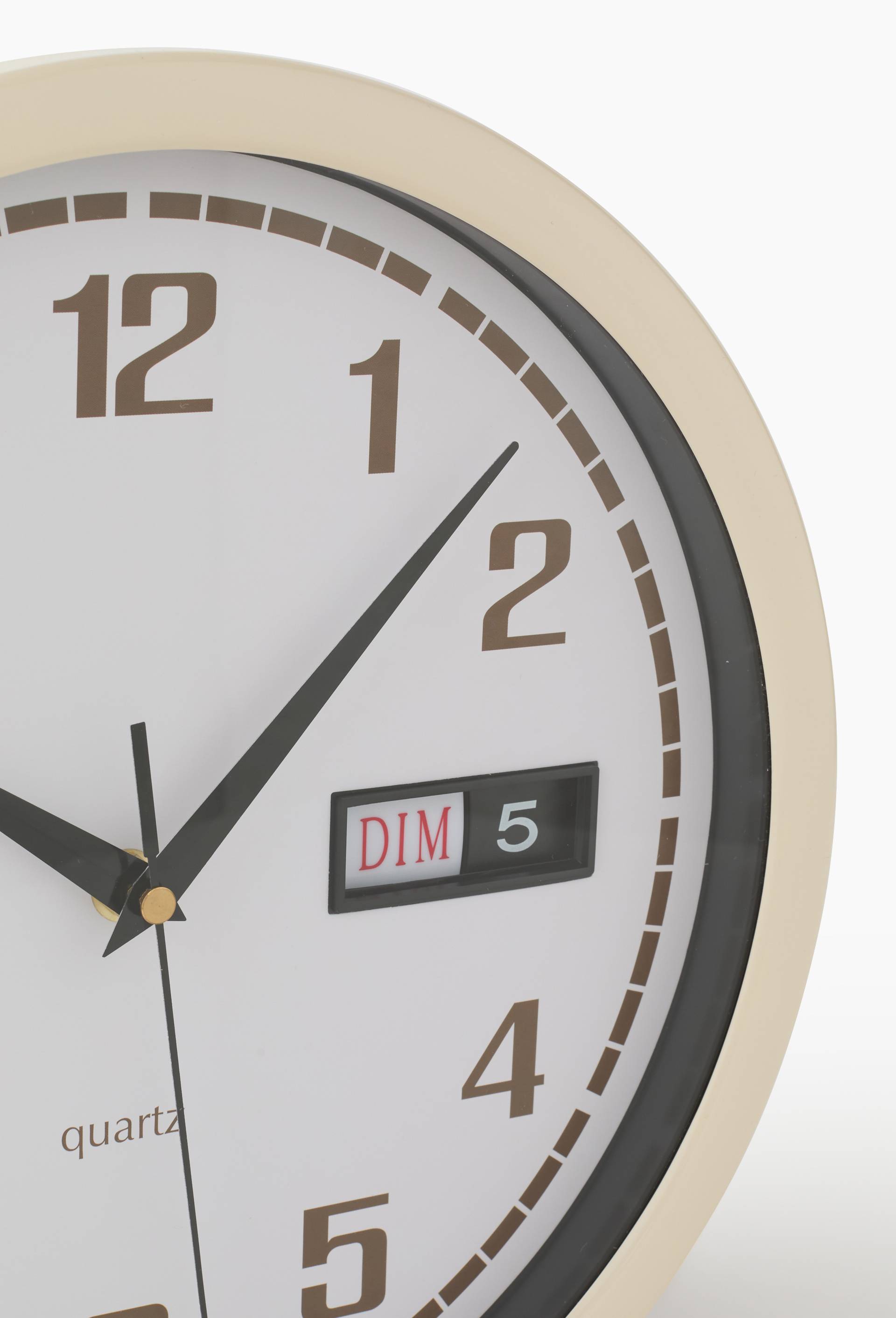 Horloge bord &eacute;pais, 30x5cm, en plastique, Ecru, large image number 1