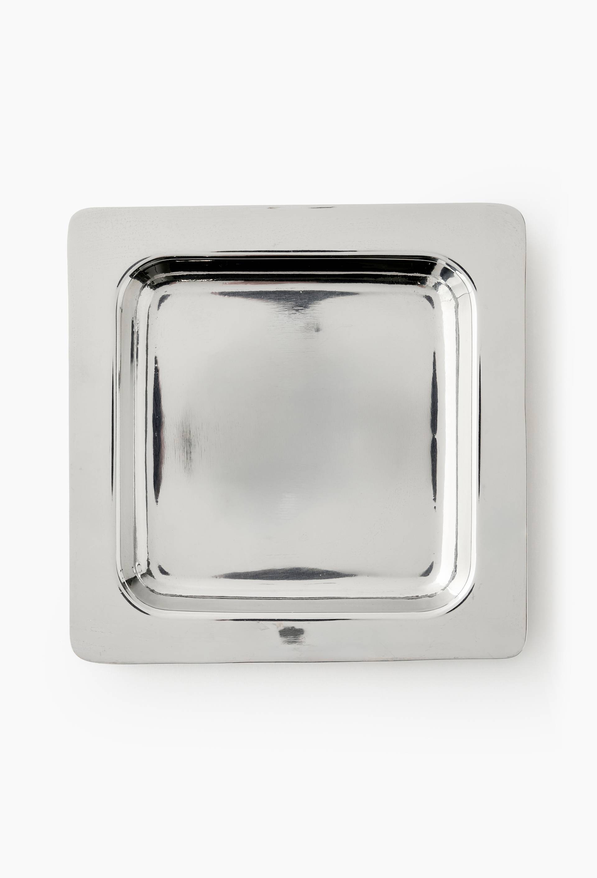 Vide poche carr&eacute; rectangle m&eacute;tal, 15x15x2cm, Argent, large image number 1