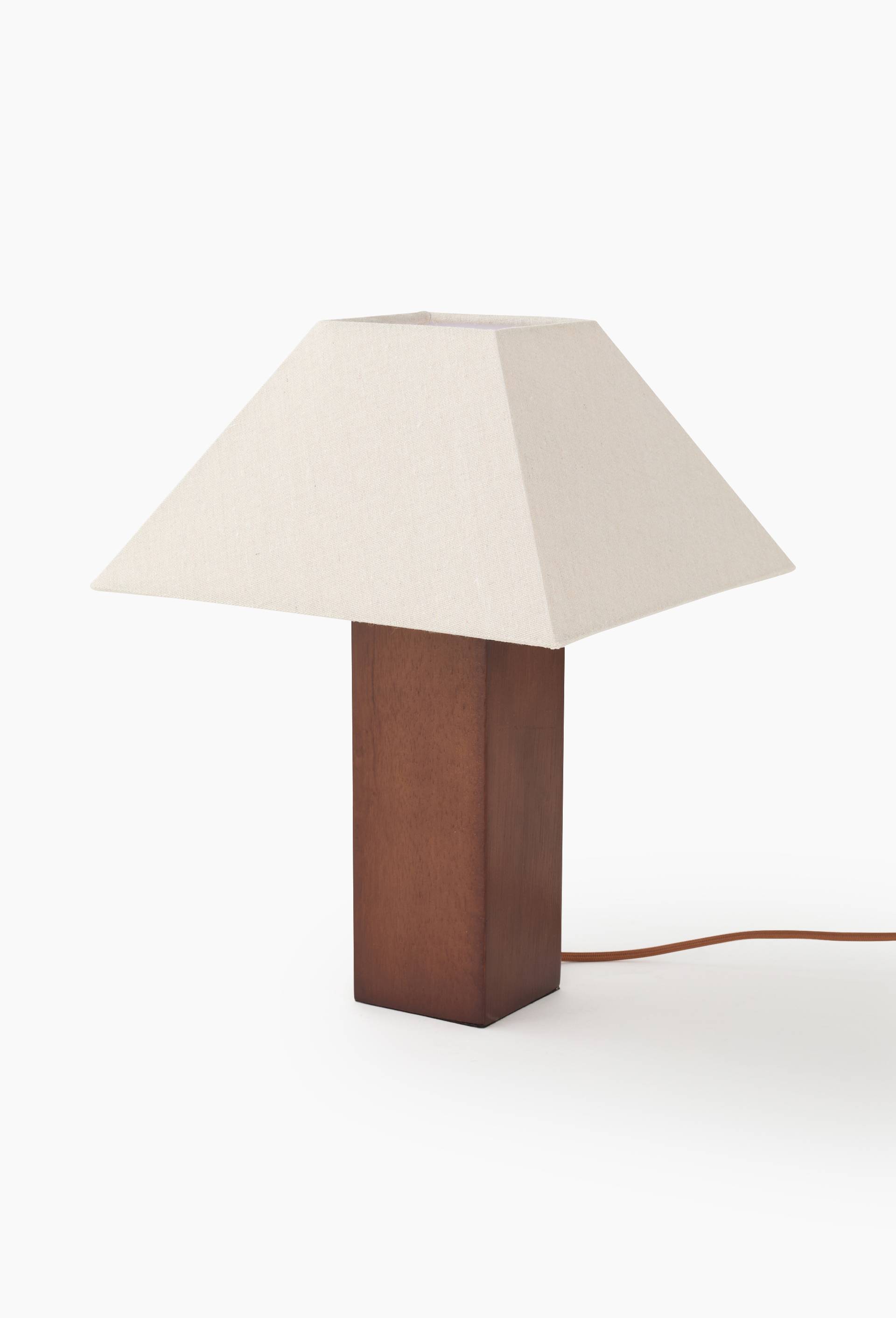 Lampe carr&eacute;, D30xH40cm, en bois, Brun, large image number 0
