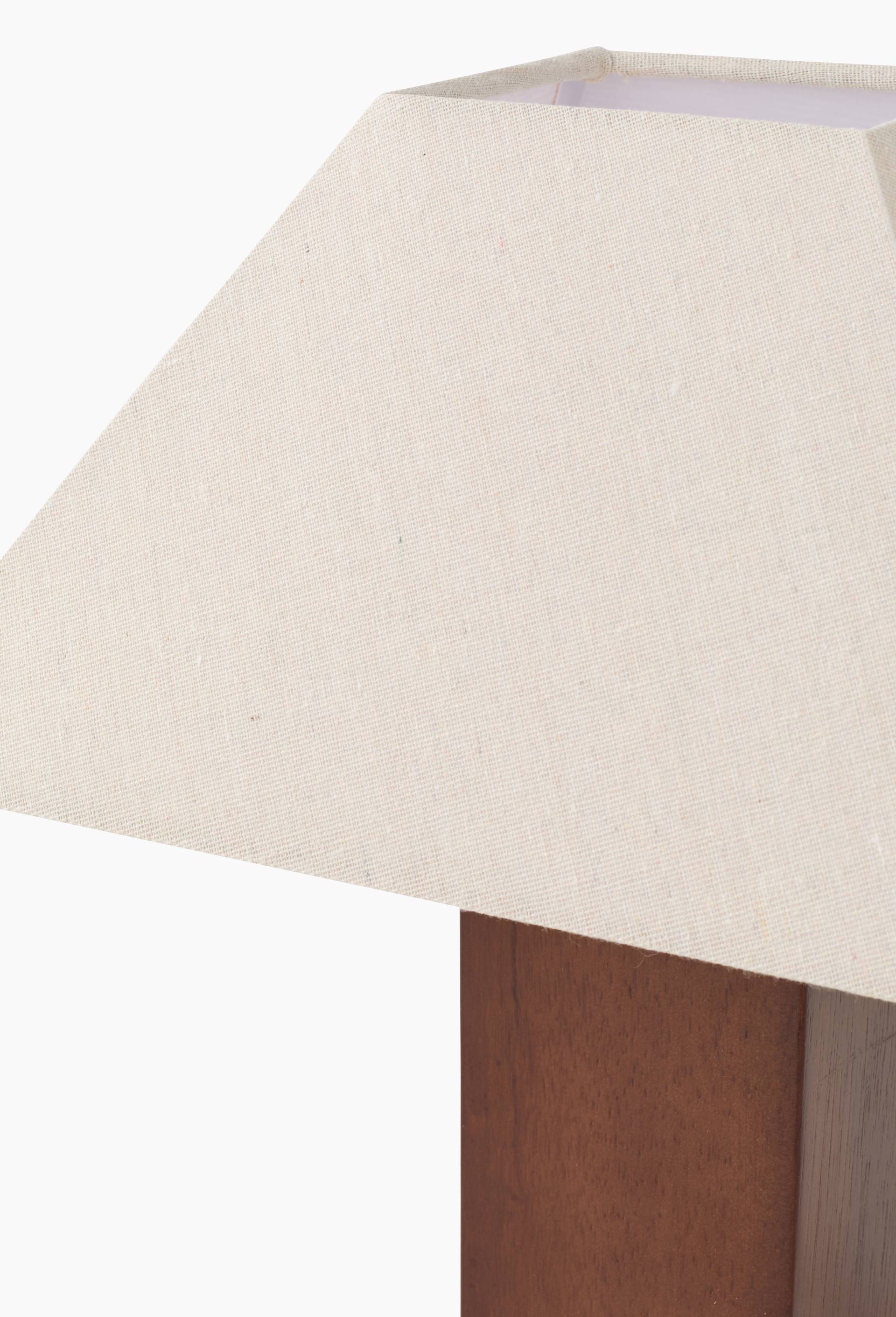 Lampe carr&eacute;, D30xH40cm, en bois, Brun, large image number 1