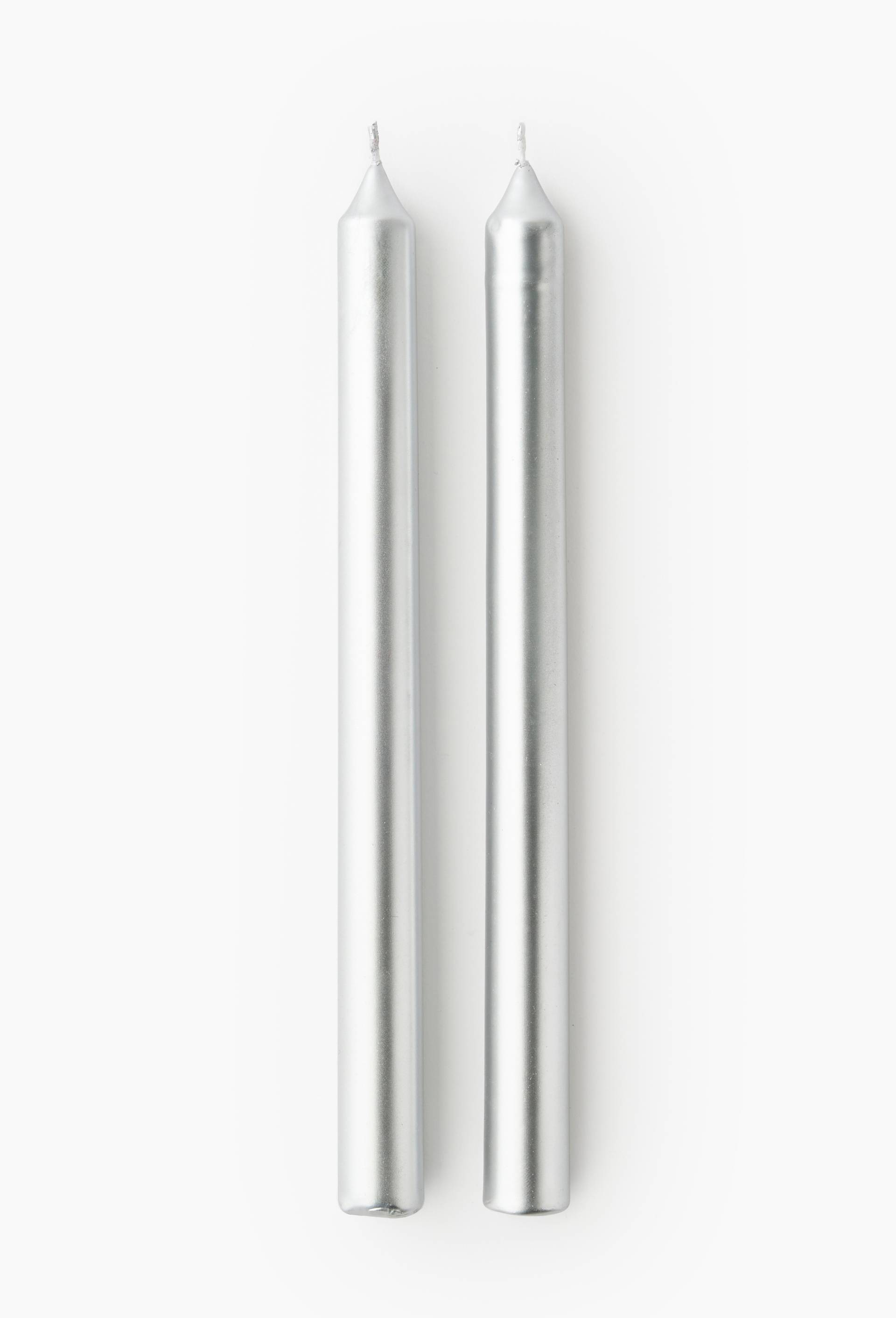 Lot de 2 bougies droites, h26cm, en paraffine, Argent, large image number 0