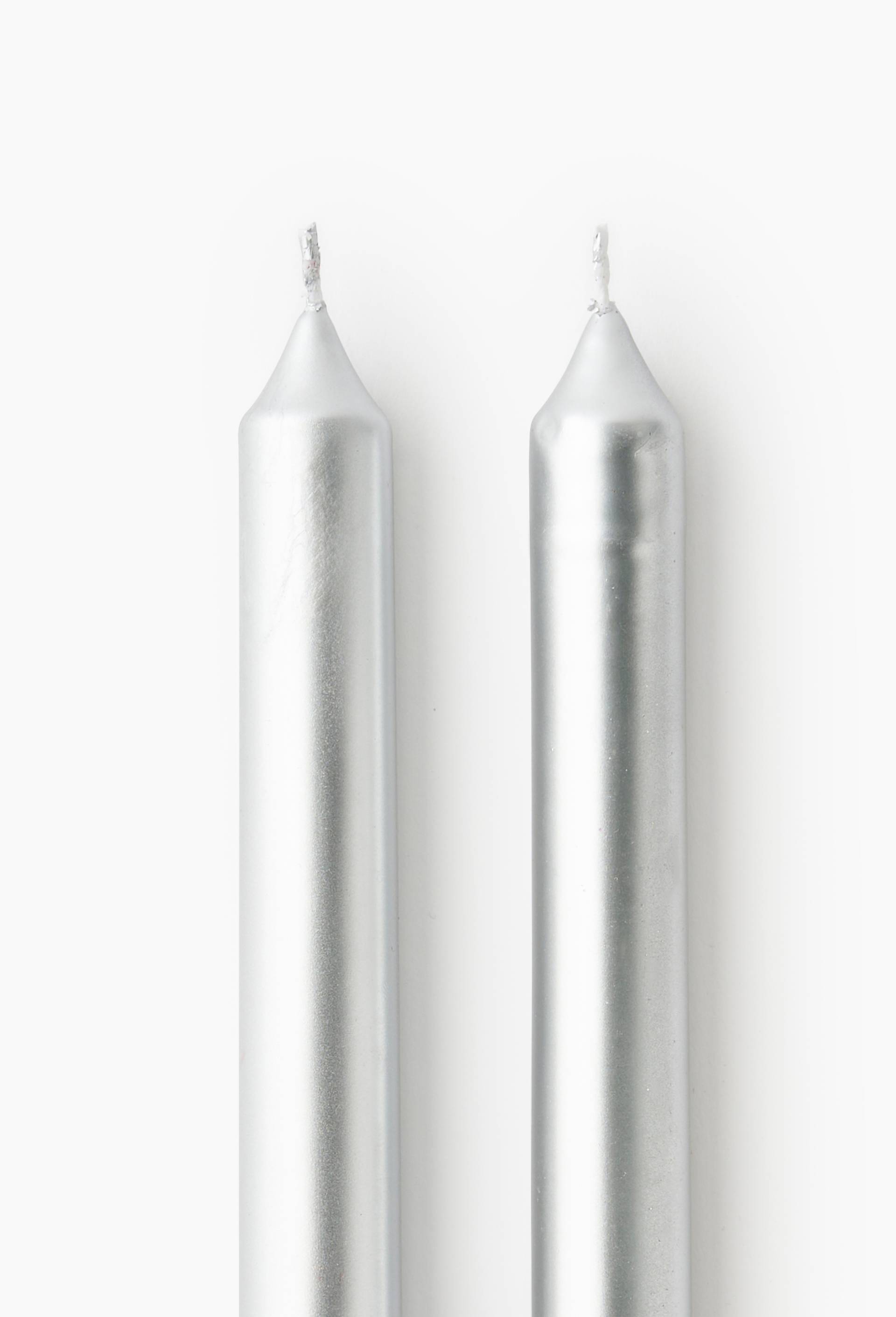 Lot de 2 bougies droites, h26cm, en paraffine, Argent, large image number 1.0