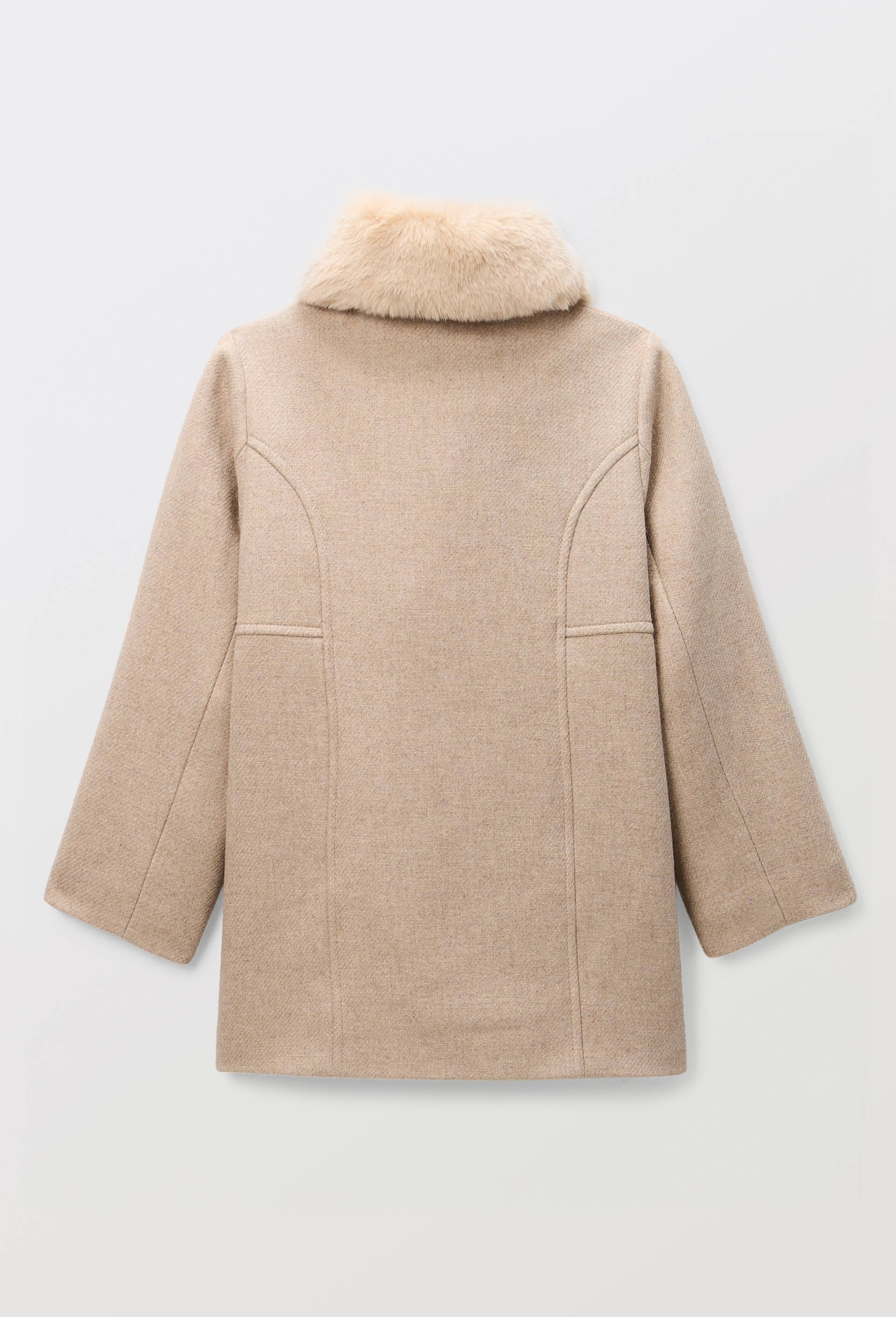 Manteau &agrave; col fausse fourrure, contenant de la laine, Beige clair, large image number 1