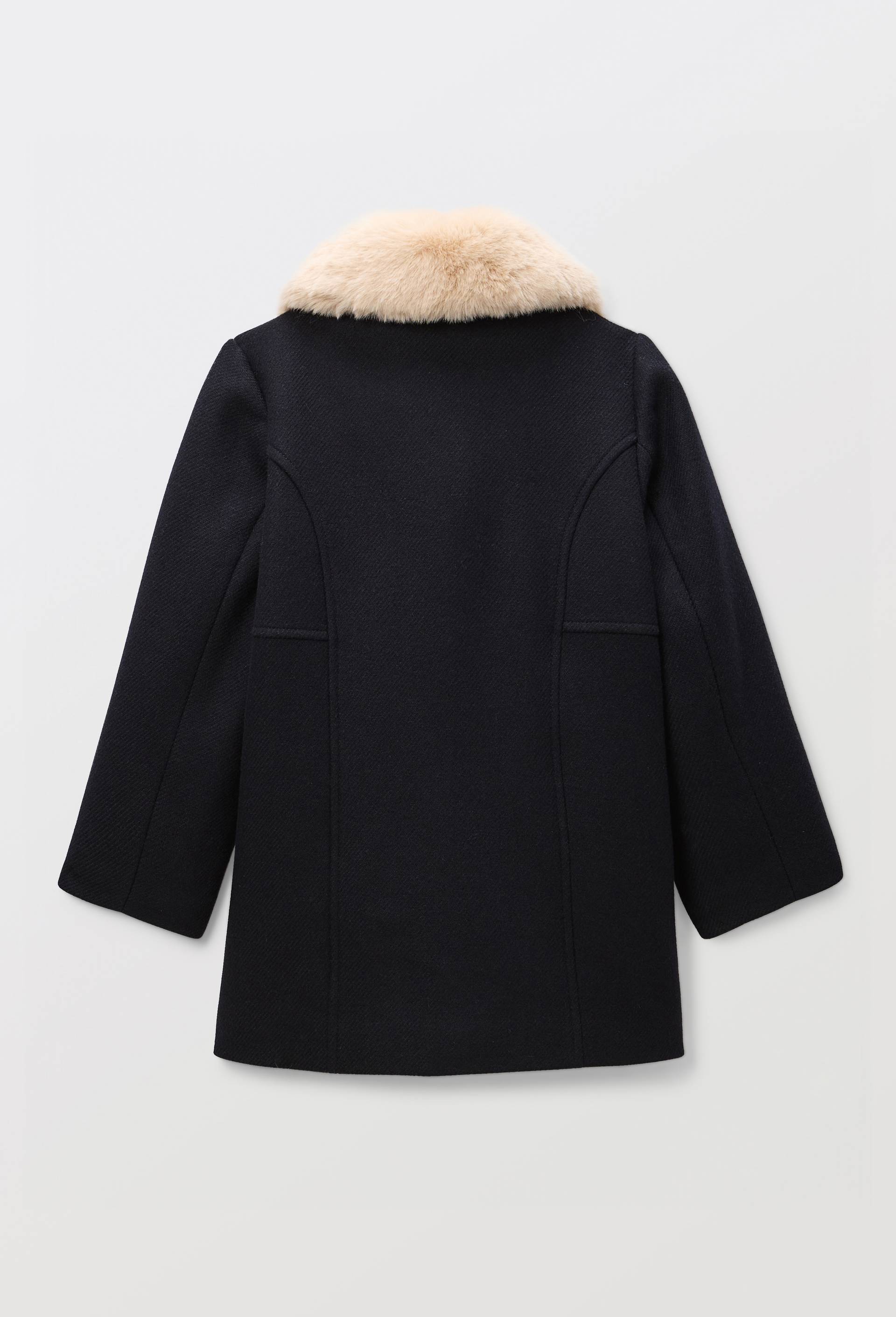 Manteau &agrave; col fausse fourrure, contenant de la laine, Bleu fonc&eacute;, large image number 1.0