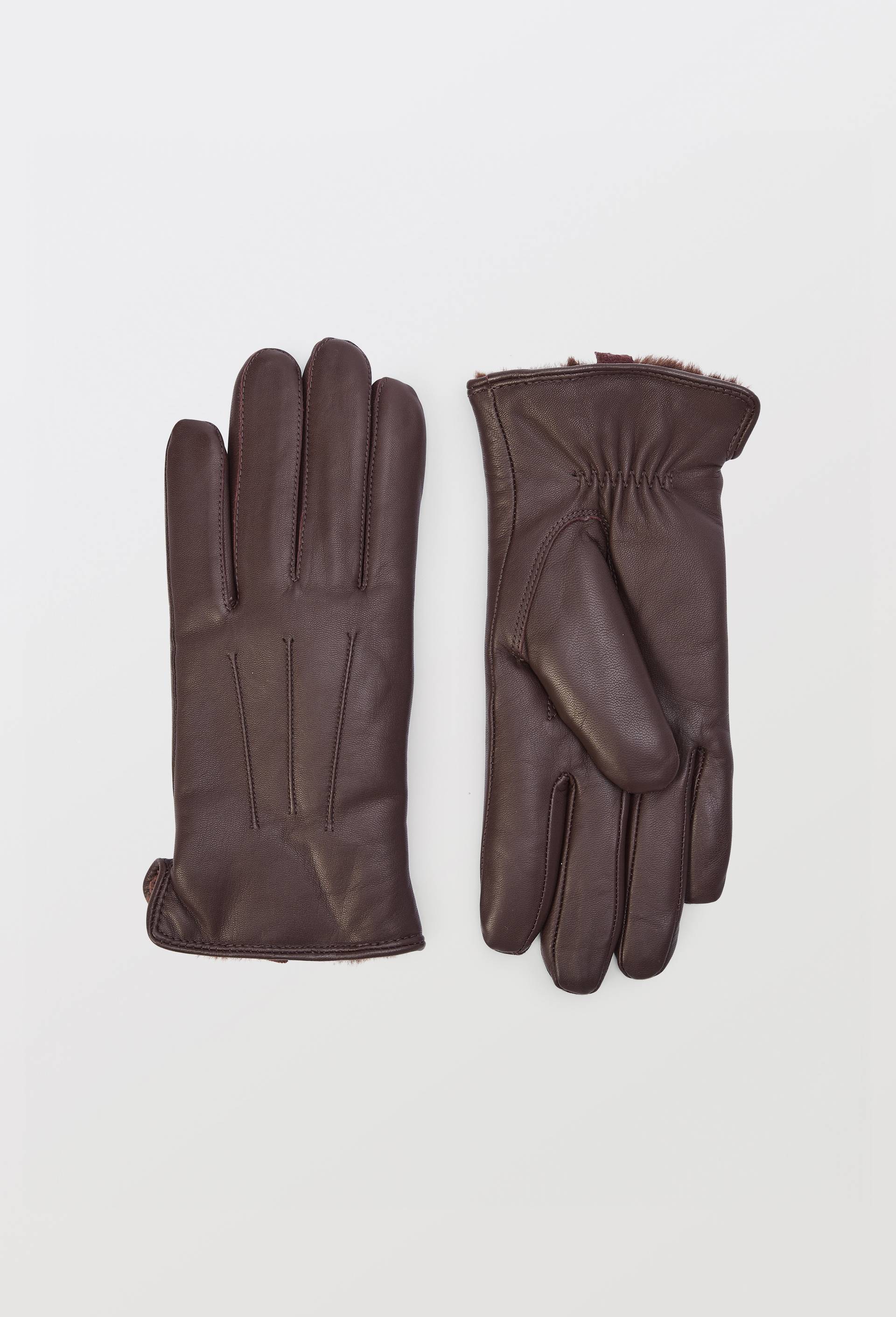 Gants fourr&eacute;s en cuir, Brun clair, large image number 0