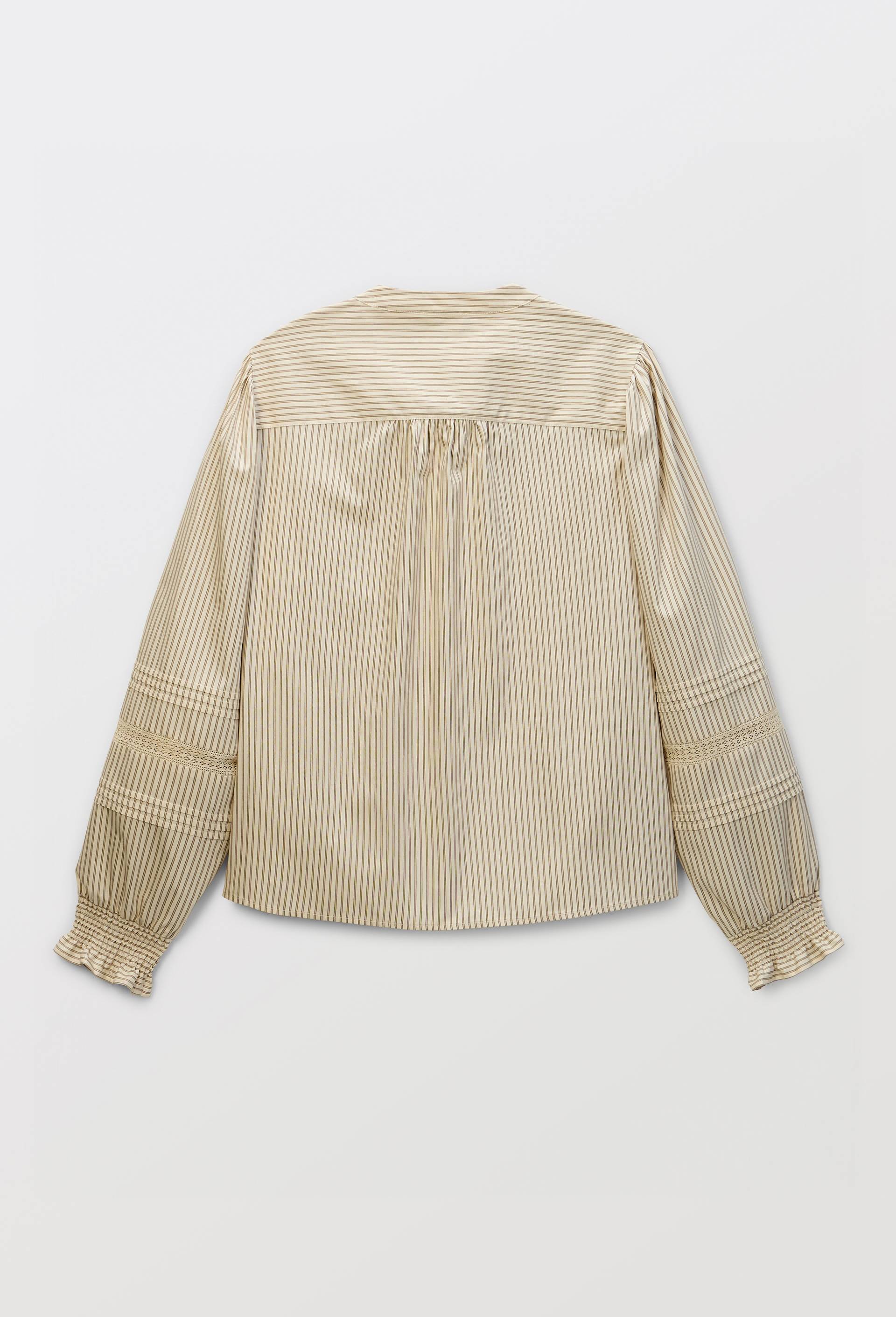 Blouse ray&eacute;e manches longues en coton, Ecru, large image number 3.0