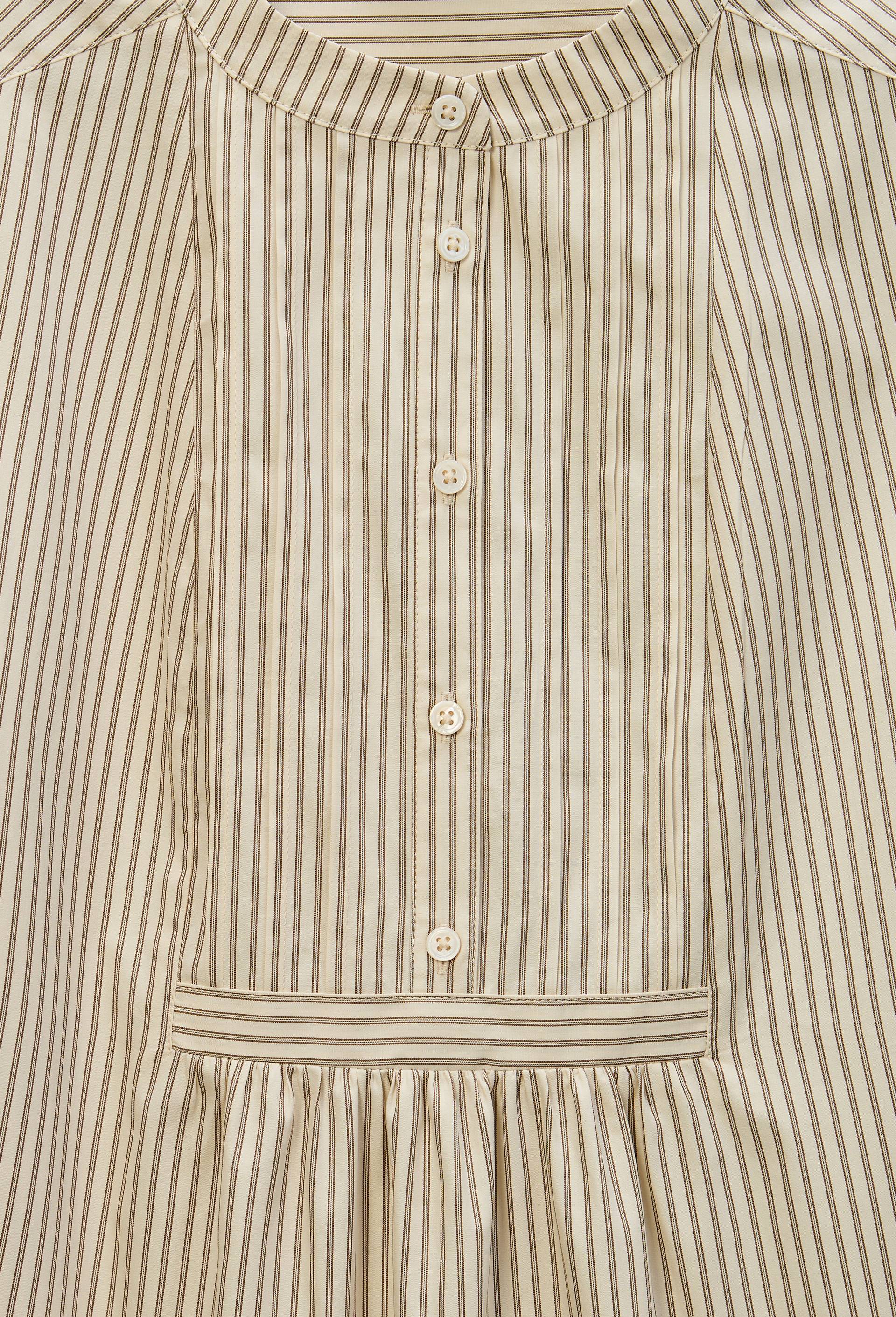 Blouse ray&eacute;e manches longues en coton, Ecru, large image number 4.0