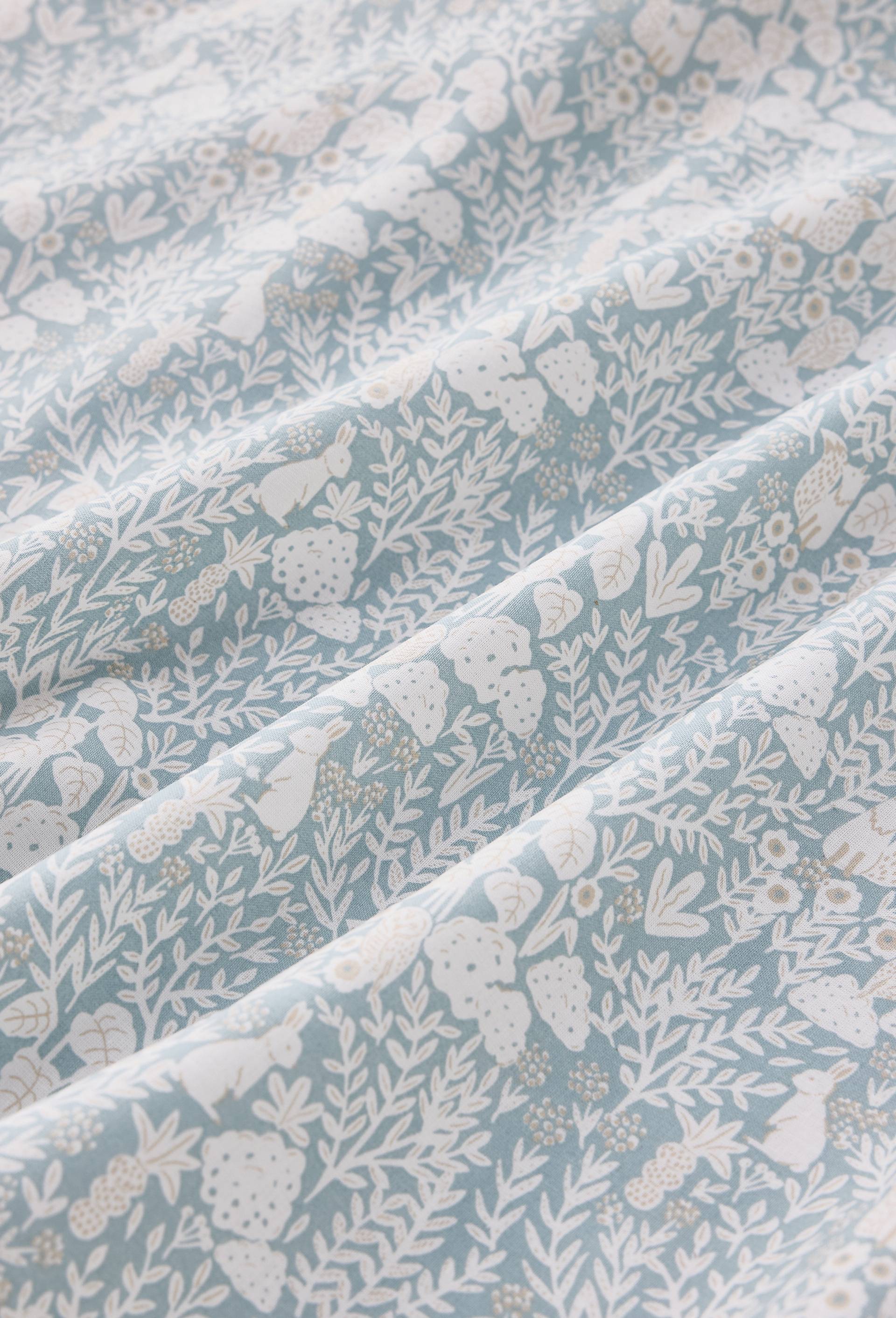 Lot linge de lit imprim&eacute;, housse de couette et taie d'oreiller, 140x200cm et 63x63cm, en coton bio GOTS, Vert clair, large image number 2