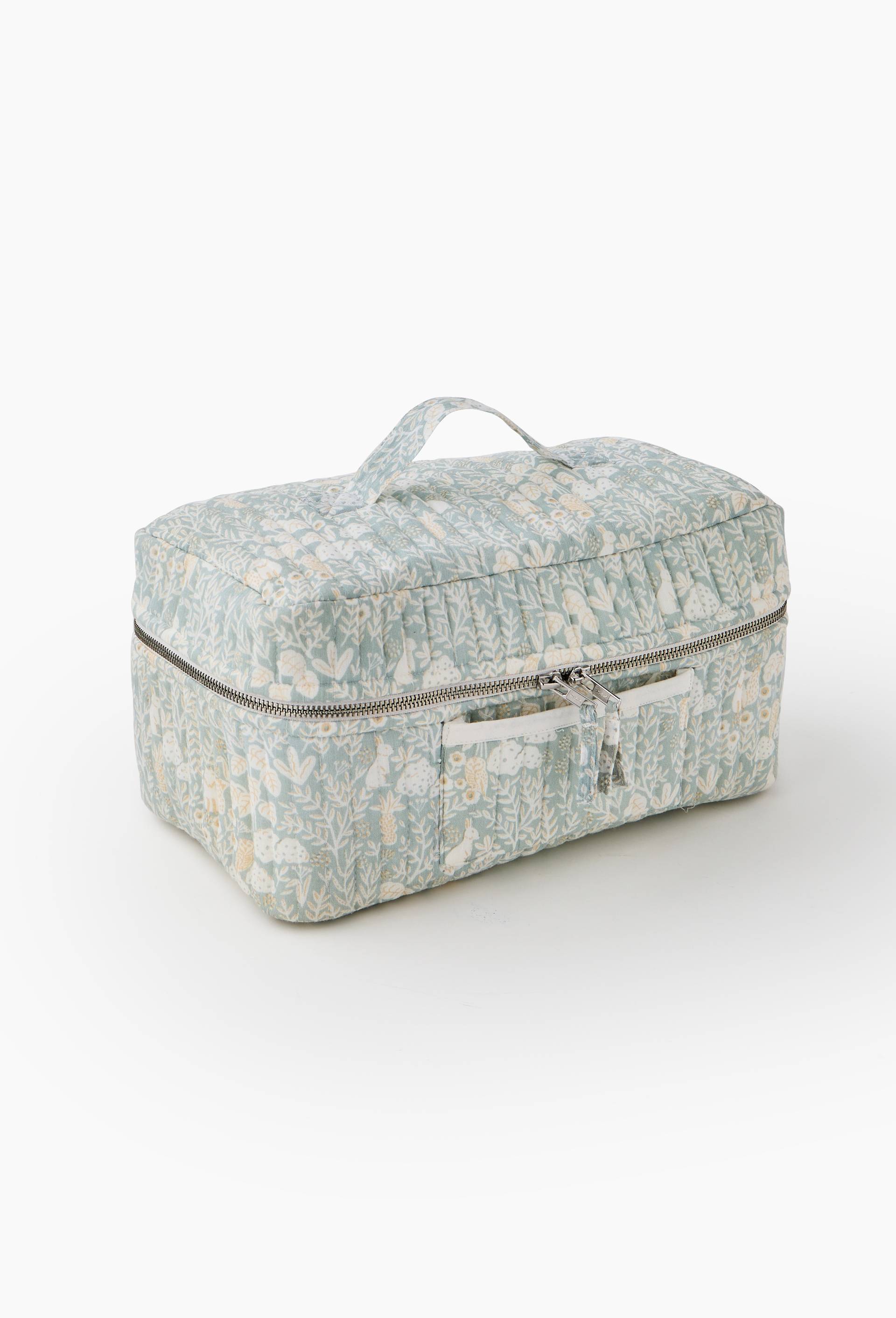 Trousse de toilette imprim&eacute;e, 30x17x17 cm, en gaze de coton, Vert clair, large image number 0