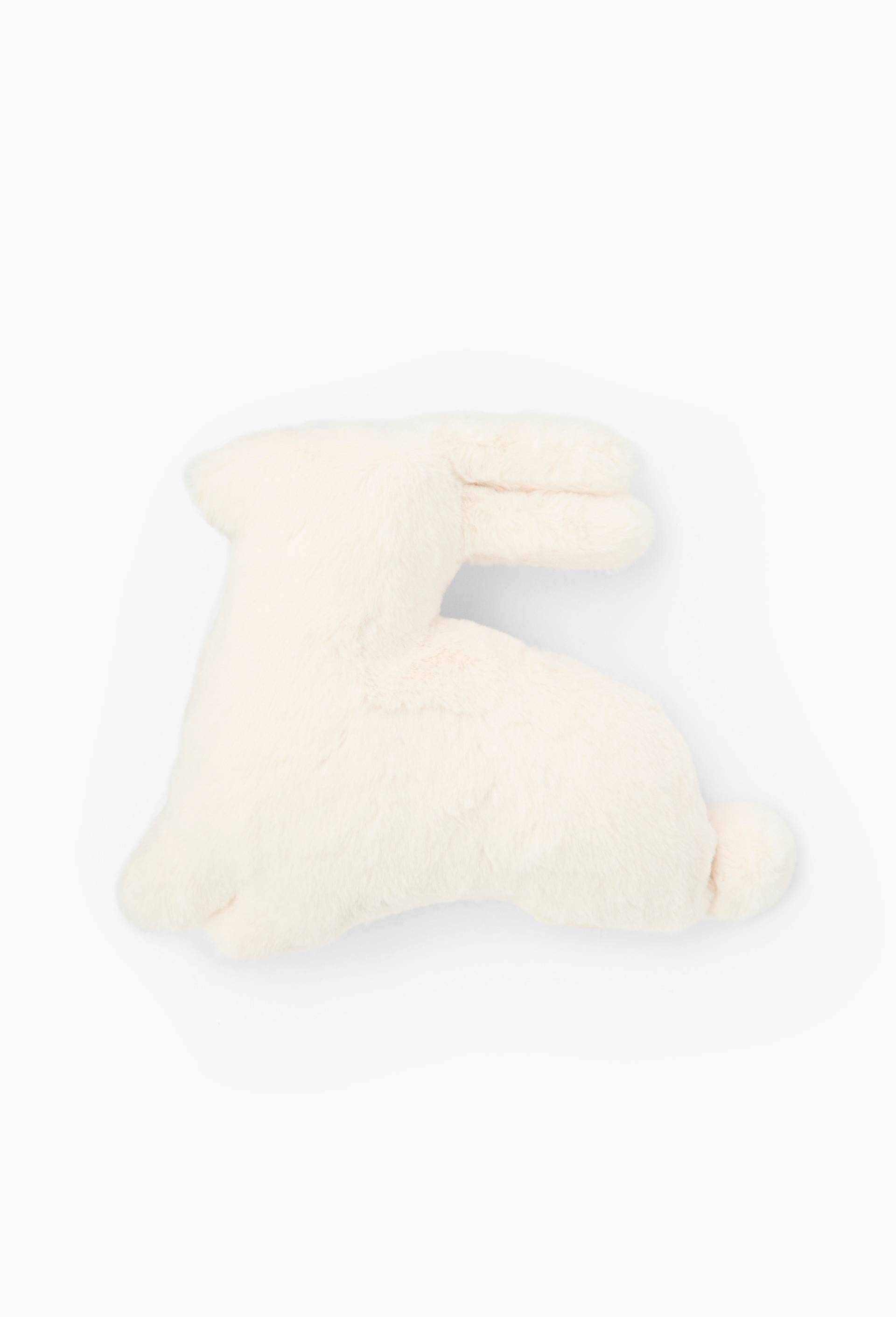 Coussin forme lapin, 35x27x6 cm, en polyester recycl&eacute;, Ecru, large image number 0.0