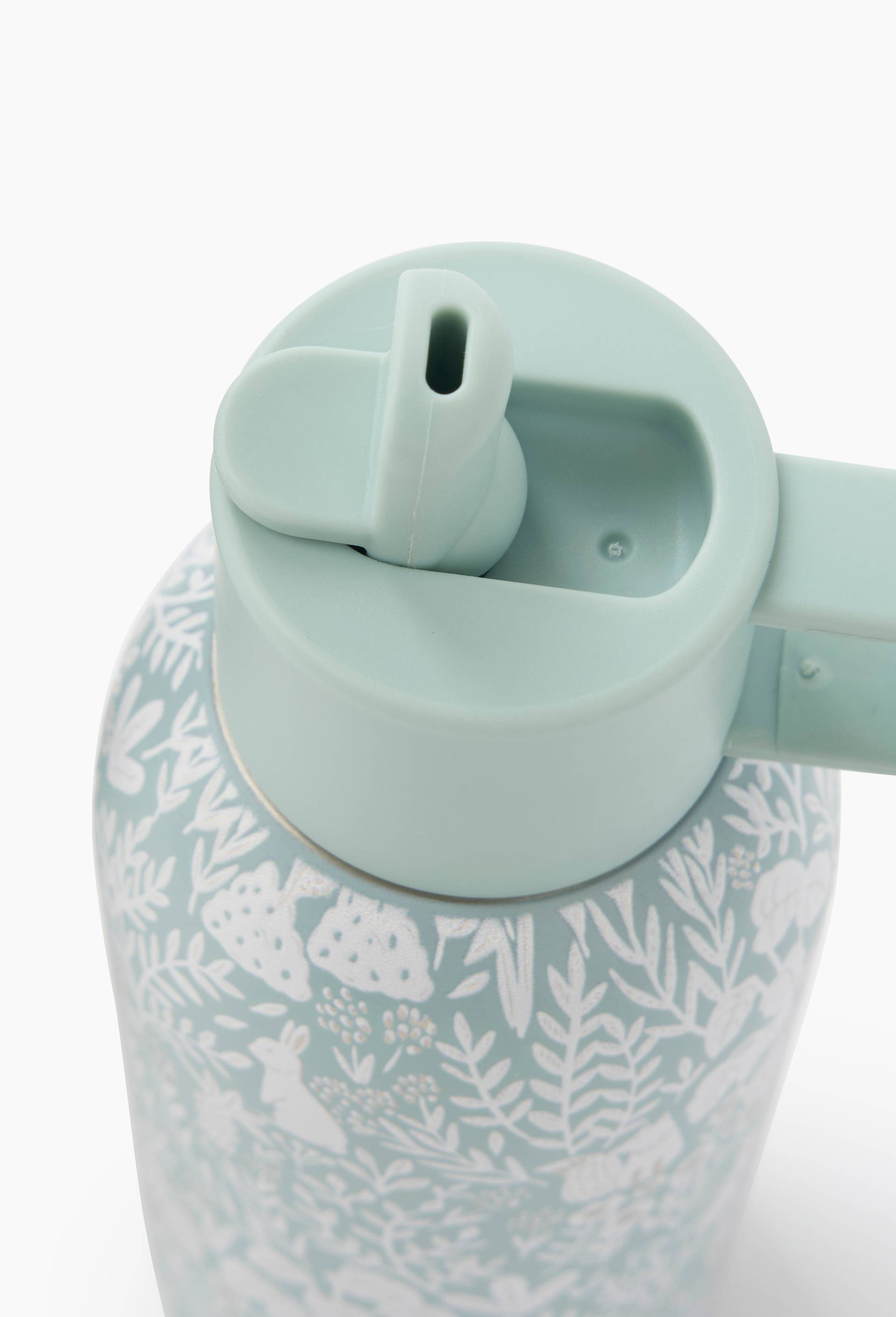 Gourde imprim&eacute;e bouchon paille, 350 ML, en acier inoxydable, Vert clair, large image number 1.0