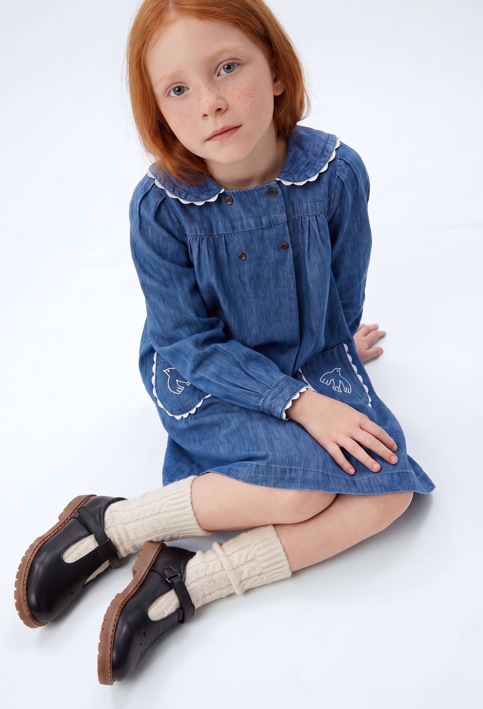 Robe en denim col marin, Bleu fonc&eacute;, large image number 0.0