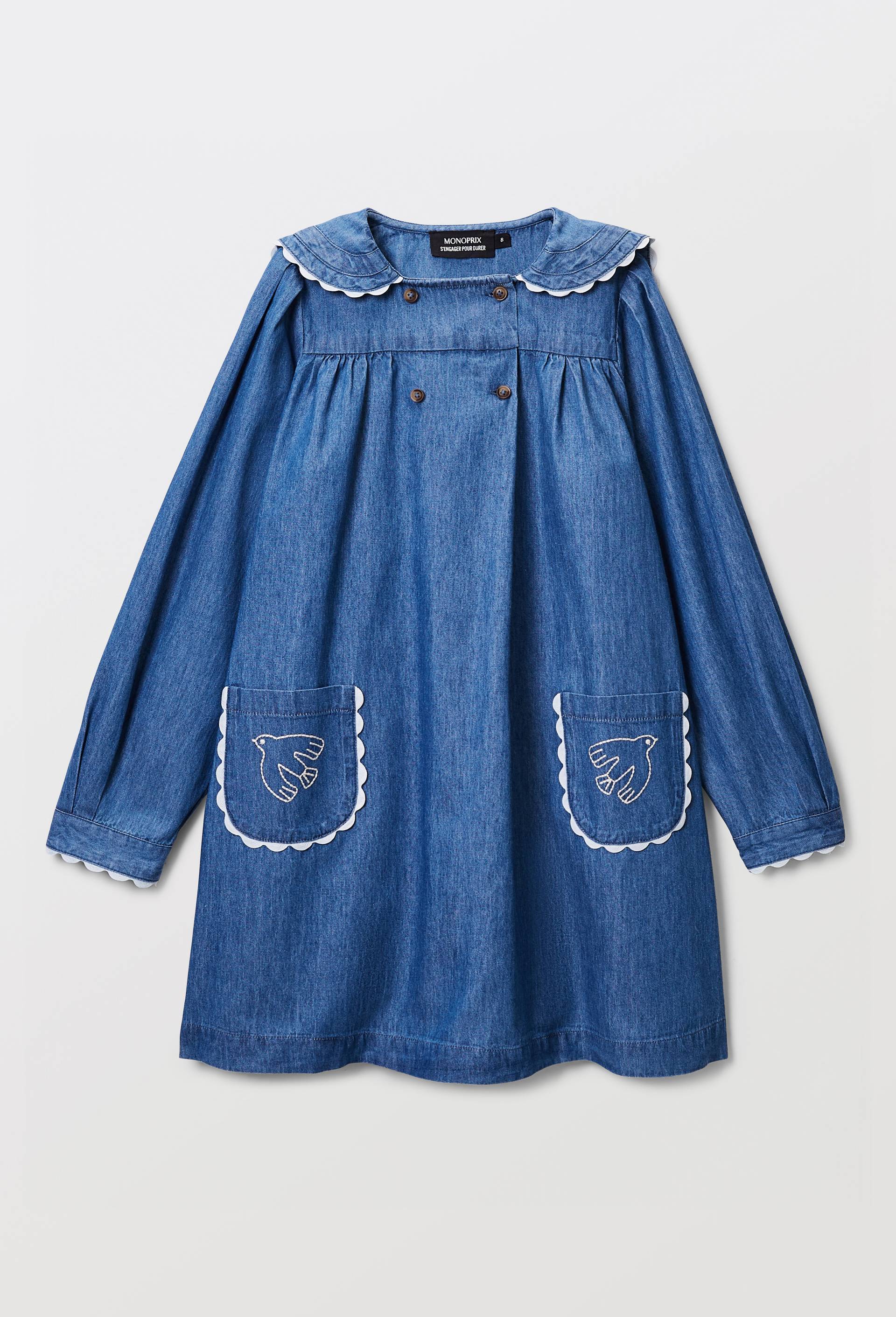 Robe en denim col marin, Bleu fonc&eacute;, large image number 1.0