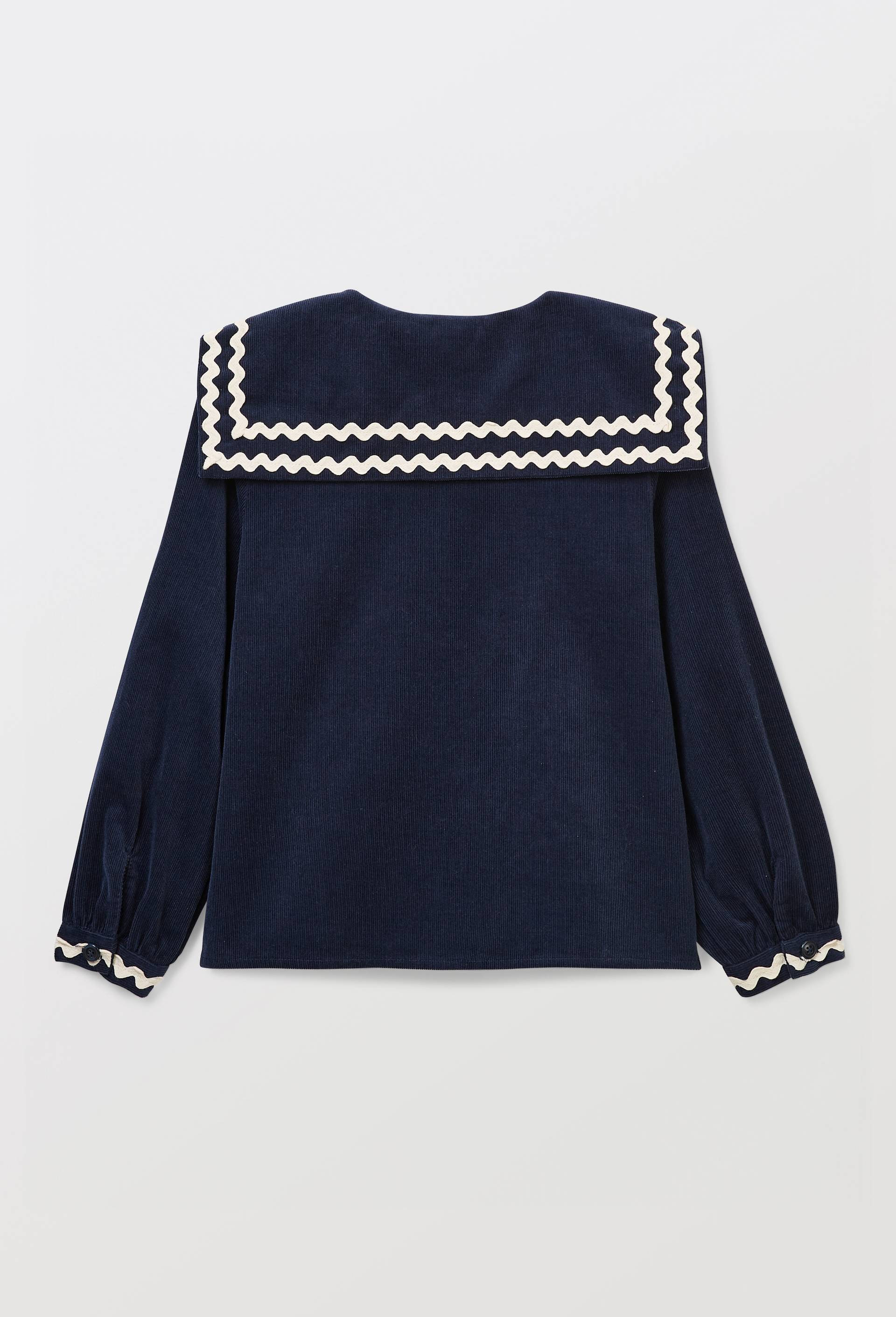 Blouse en velours col marin, Bleu fonc&eacute;, large image number 1