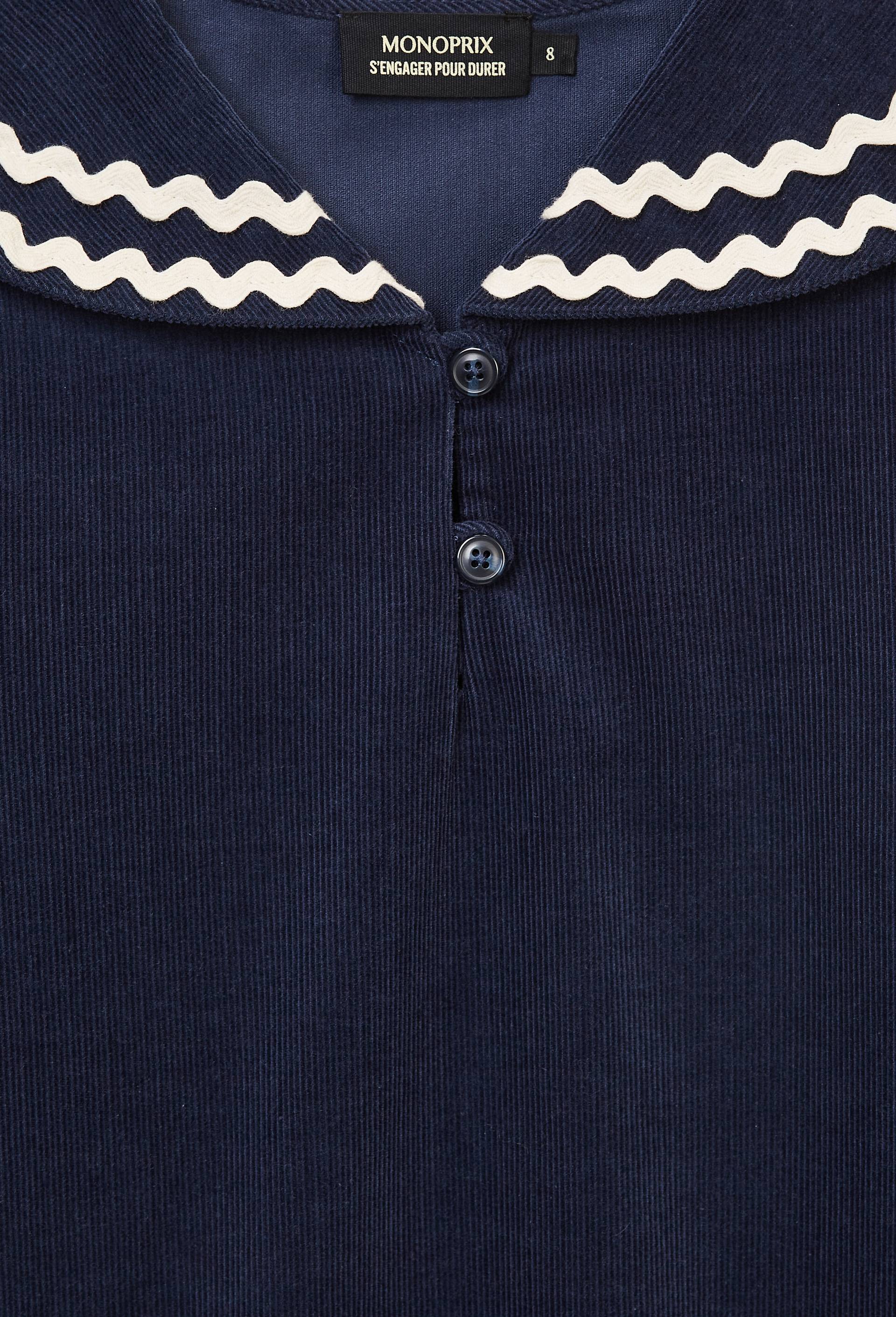 Blouse en velours col marin, Bleu fonc&eacute;, large image number 2.0