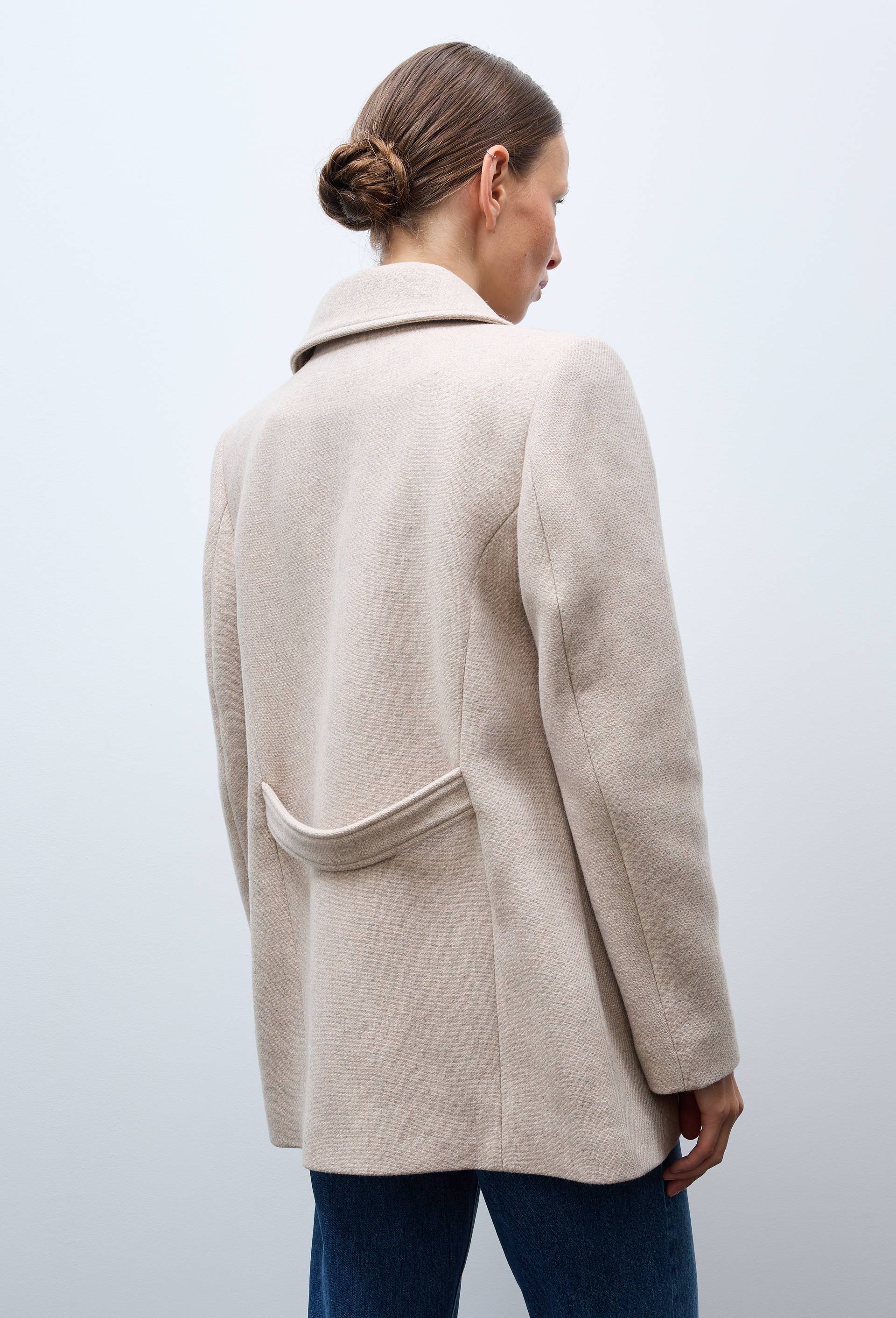 Manteau double boutonnage col amovible contenant de la laine, Beige, large image number 2