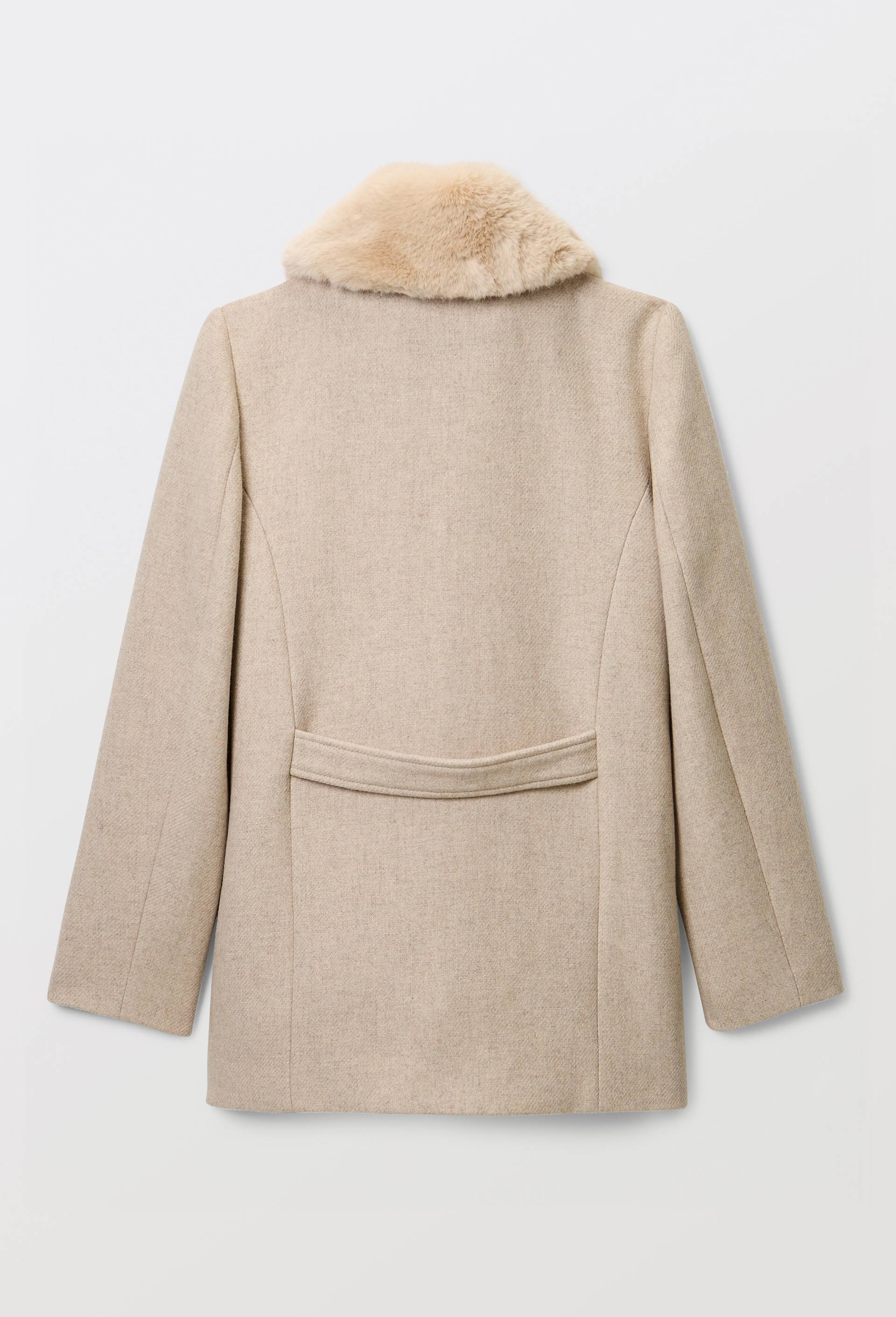 Manteau double boutonnage col amovible contenant de la laine, Beige, large image number 4.0