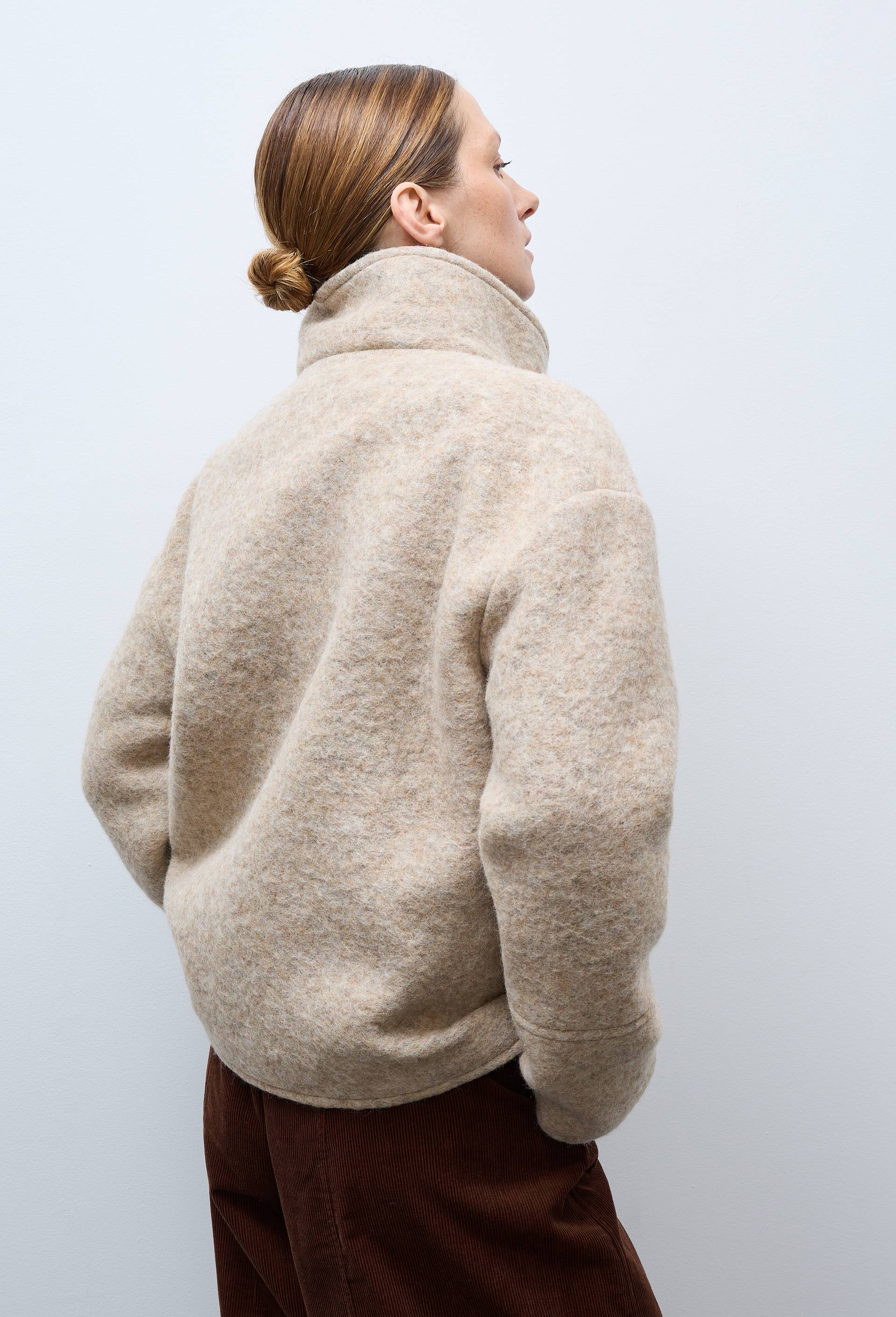 Manteau court crois&eacute; contenant de la laine, Beige clair, large image number 1.0
