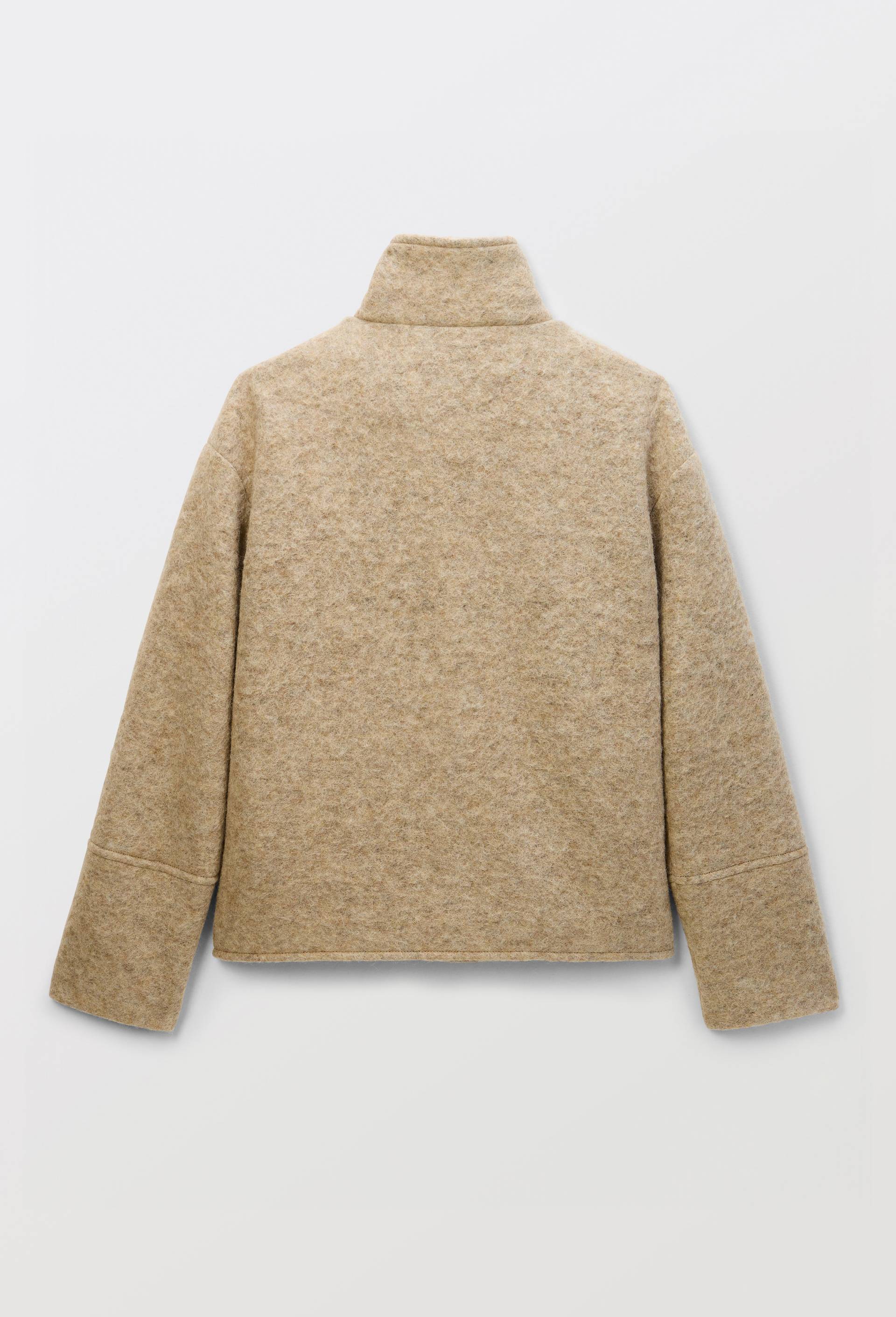 Manteau court crois&eacute; contenant de la laine, Beige clair, large image number 3