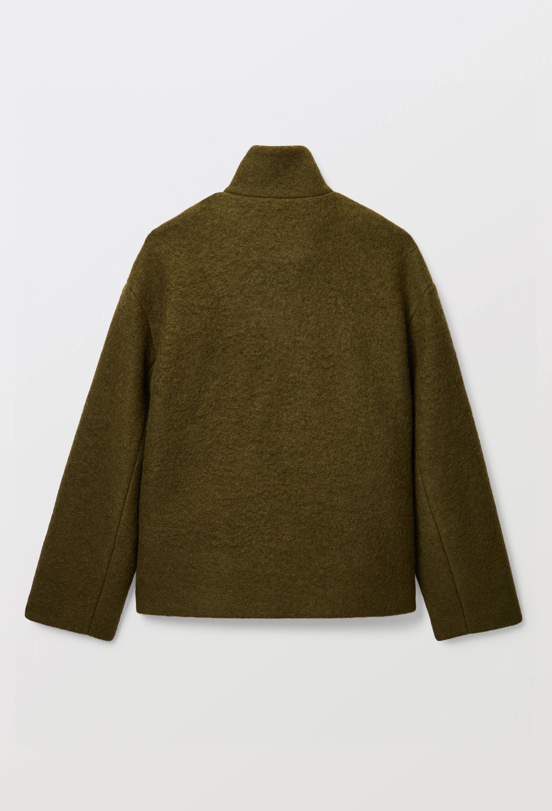 Manteau court crois&eacute; contenant de la laine, Vert fonc&eacute;, large image number 3