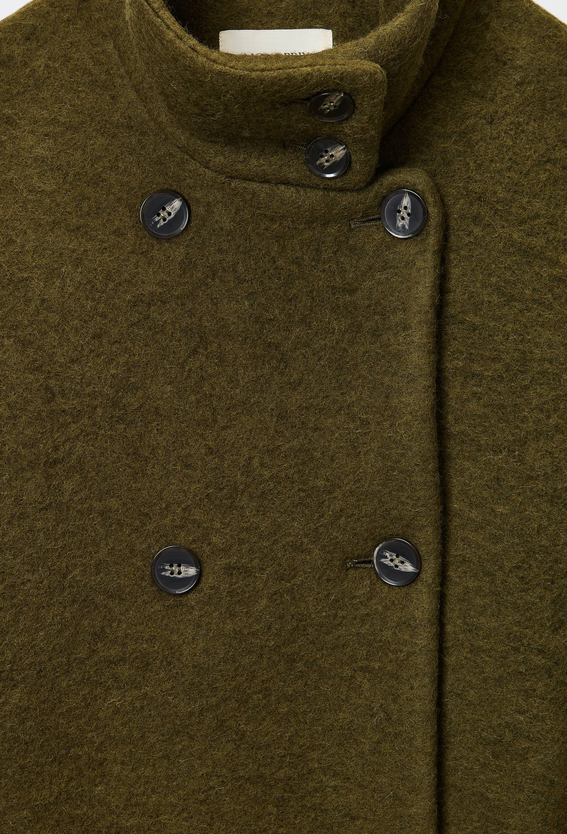 Manteau court crois&eacute; contenant de la laine, Vert fonc&eacute;, large image number 4.0