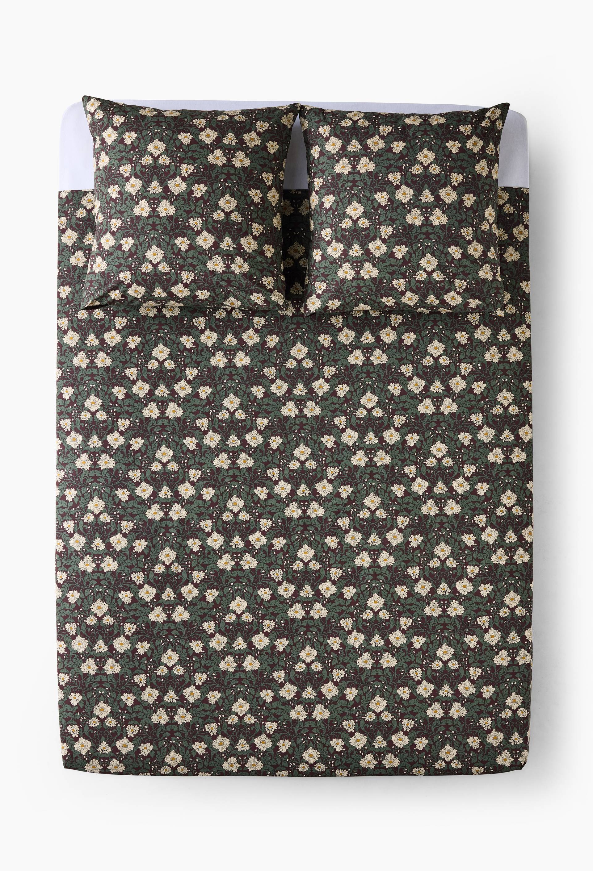 Lot housse de couette et taies d'oreillers carr&eacute;es, 220x240cm, 63x63cm, 100% coton bio 57 fils/cm2, Brun fonc&eacute;, large image number 1.0