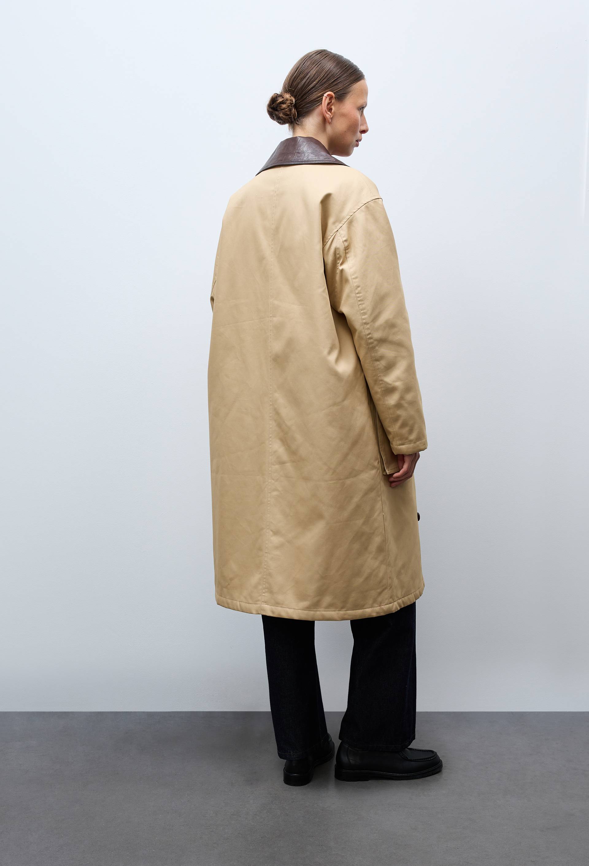 Parka matelass&eacute;e contenant du coton avec col en cuir, Beige, large image number 2