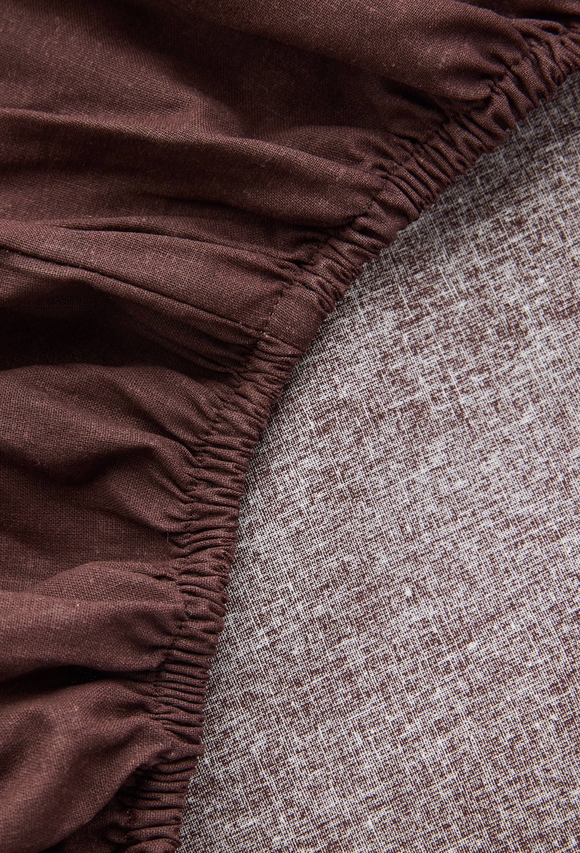 Drap housse uni, 160x200 cm, 100% coton bio, 57 fils/cm2, Brun fonc&eacute;, large image number 1