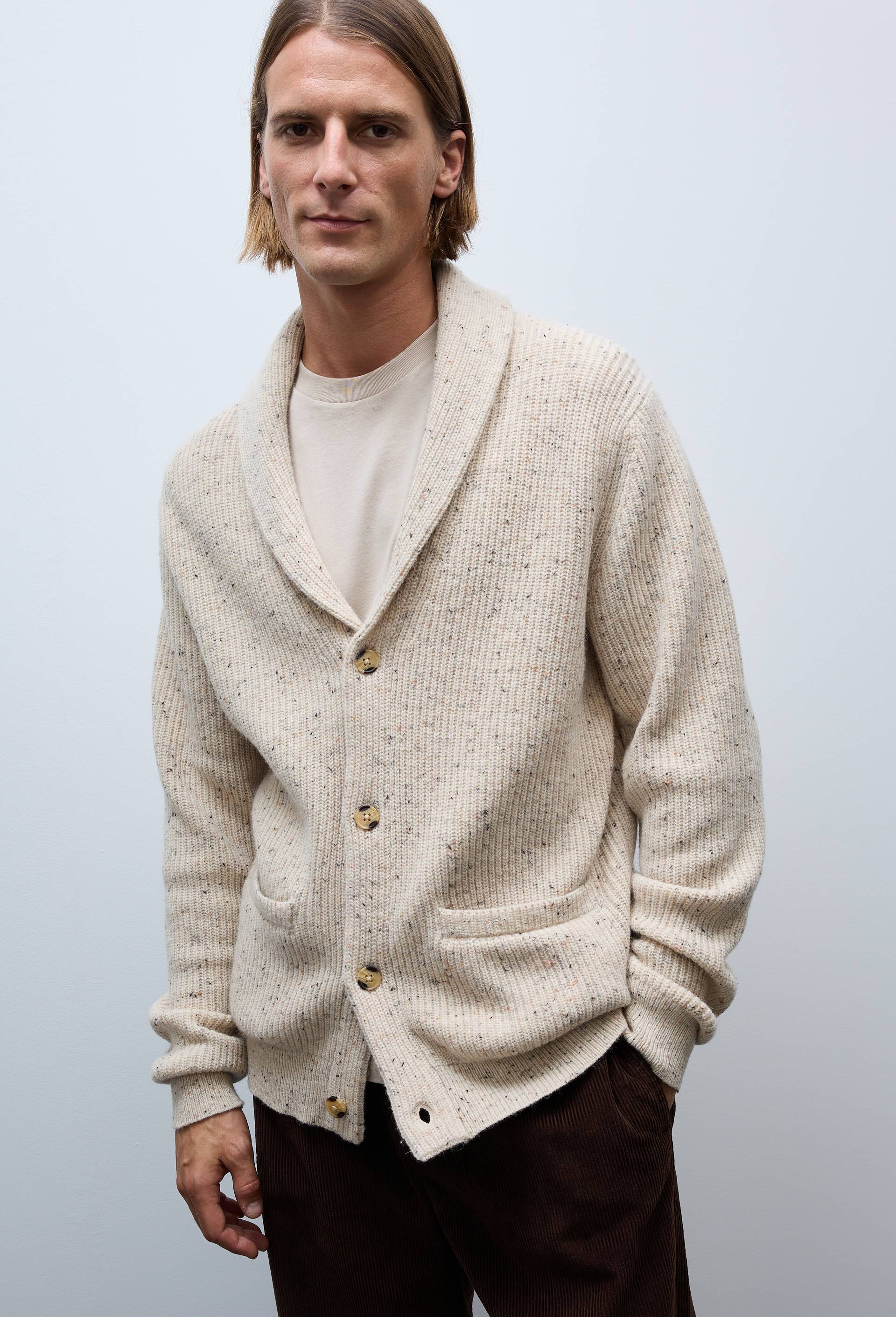 Gilet col ch&acirc;le en laine, Beige clair, large image number 0.0