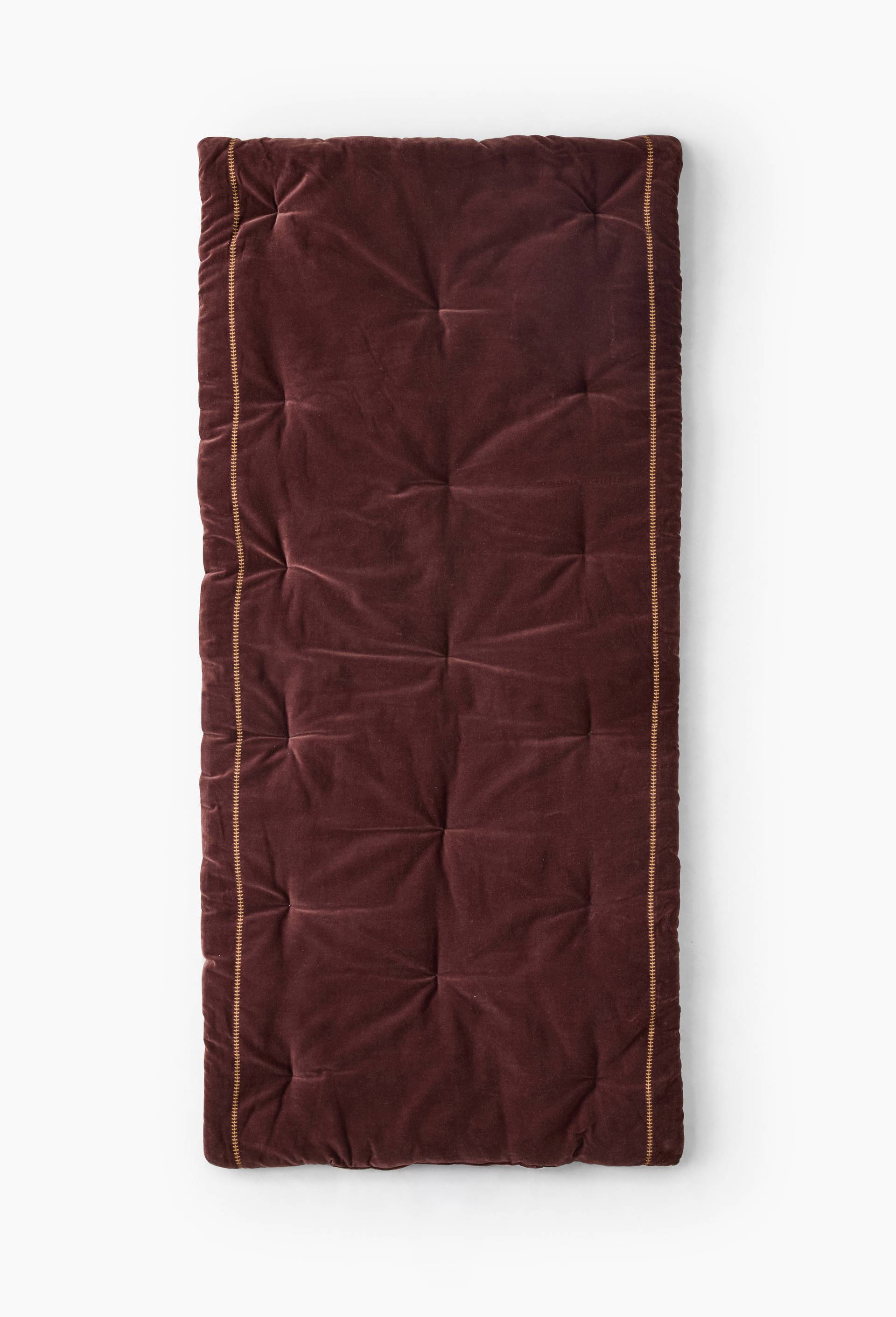 Futon velours et dos en lin, 80x180cm, coton et lin, Brun fonc&eacute;, large image number 1.0