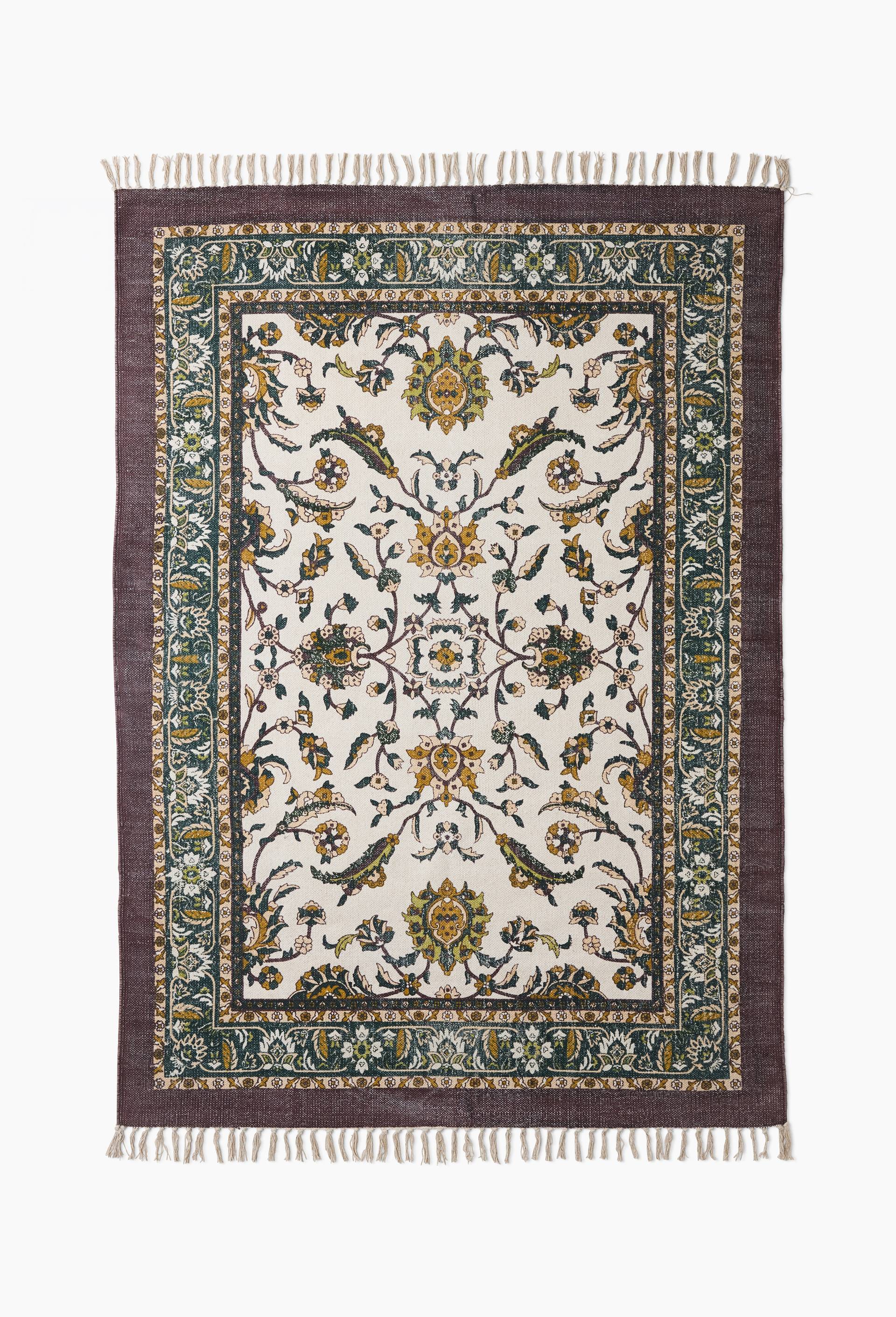 Tapis imprim&eacute;, 140x200 cm, 100% coton, Jaune fonc&eacute;, large image number 1