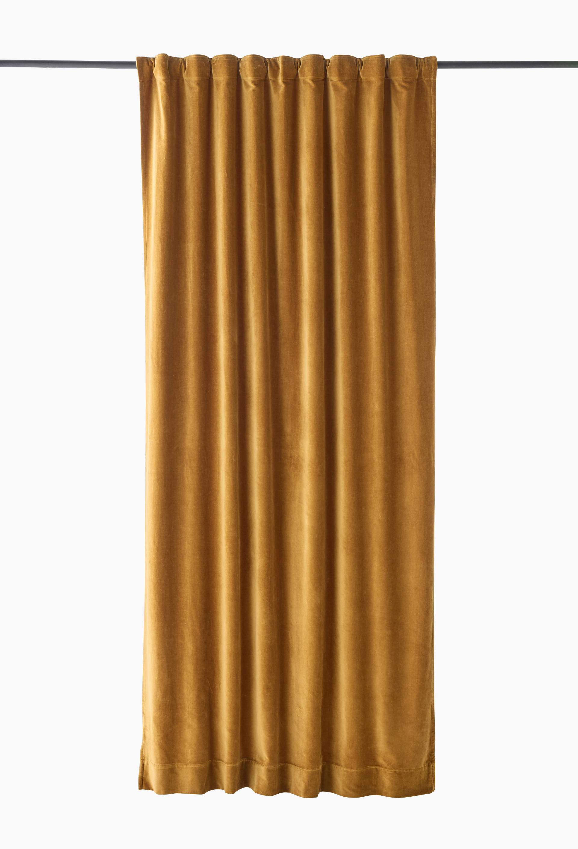 Rideaux en velours, 145x250cm, coton, Jaune fonc&eacute;, large image number 0