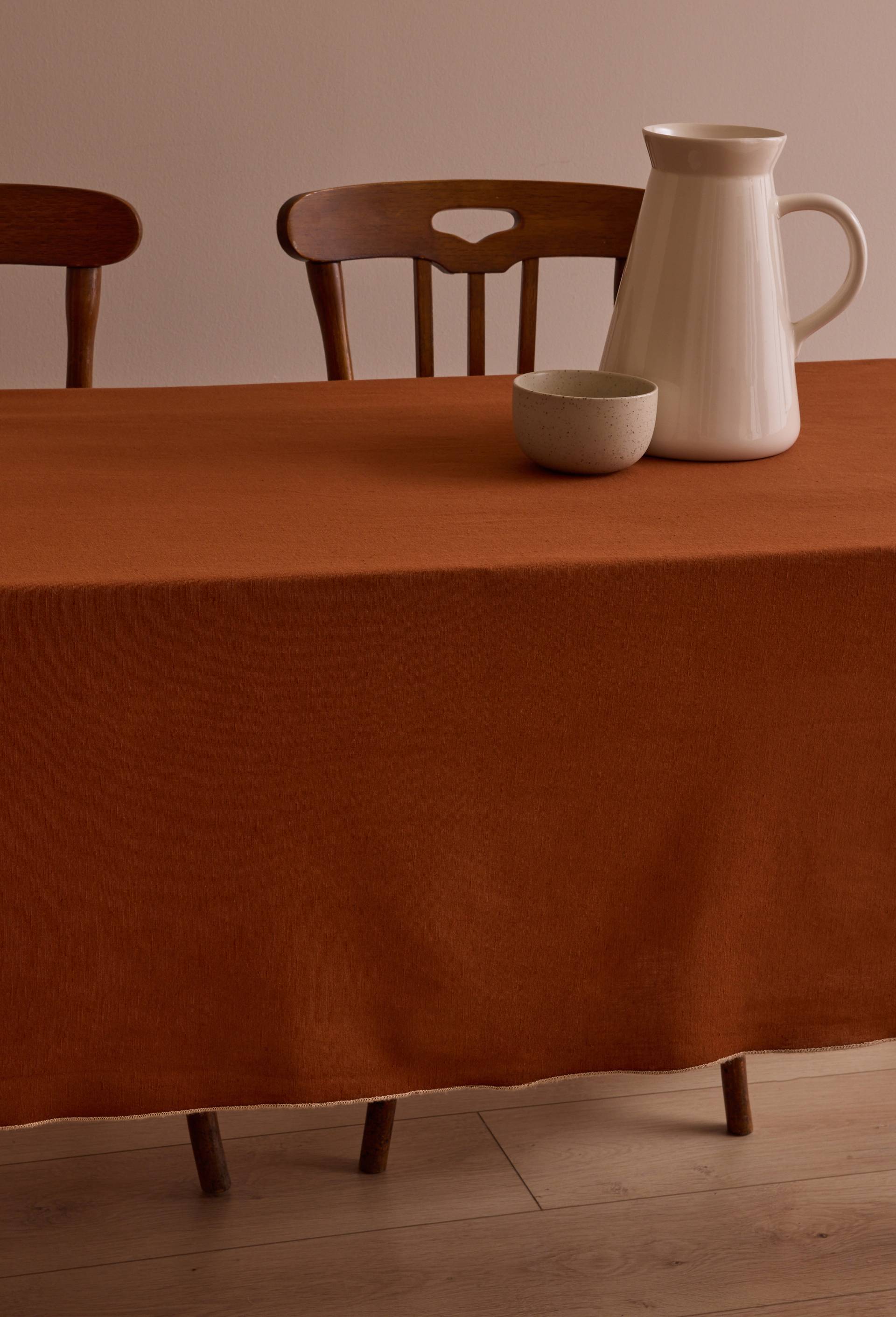 Nappe unie, 170x250cm, coton-lin, Brun, large image number 0.0