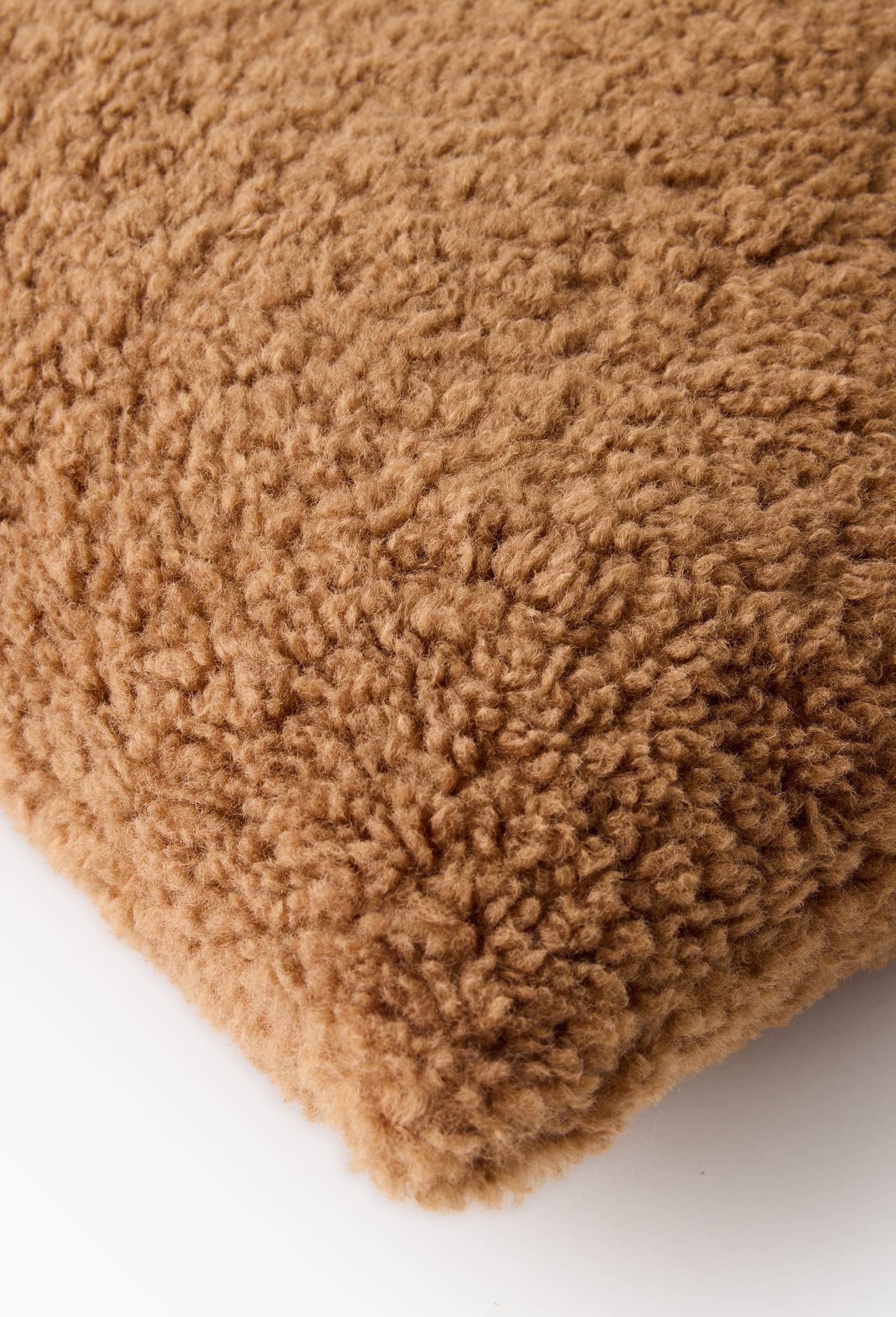 Coussin sherpa blanc, 45x45cm, 100% polyester recycl&eacute;, Brun, large image number 1.0
