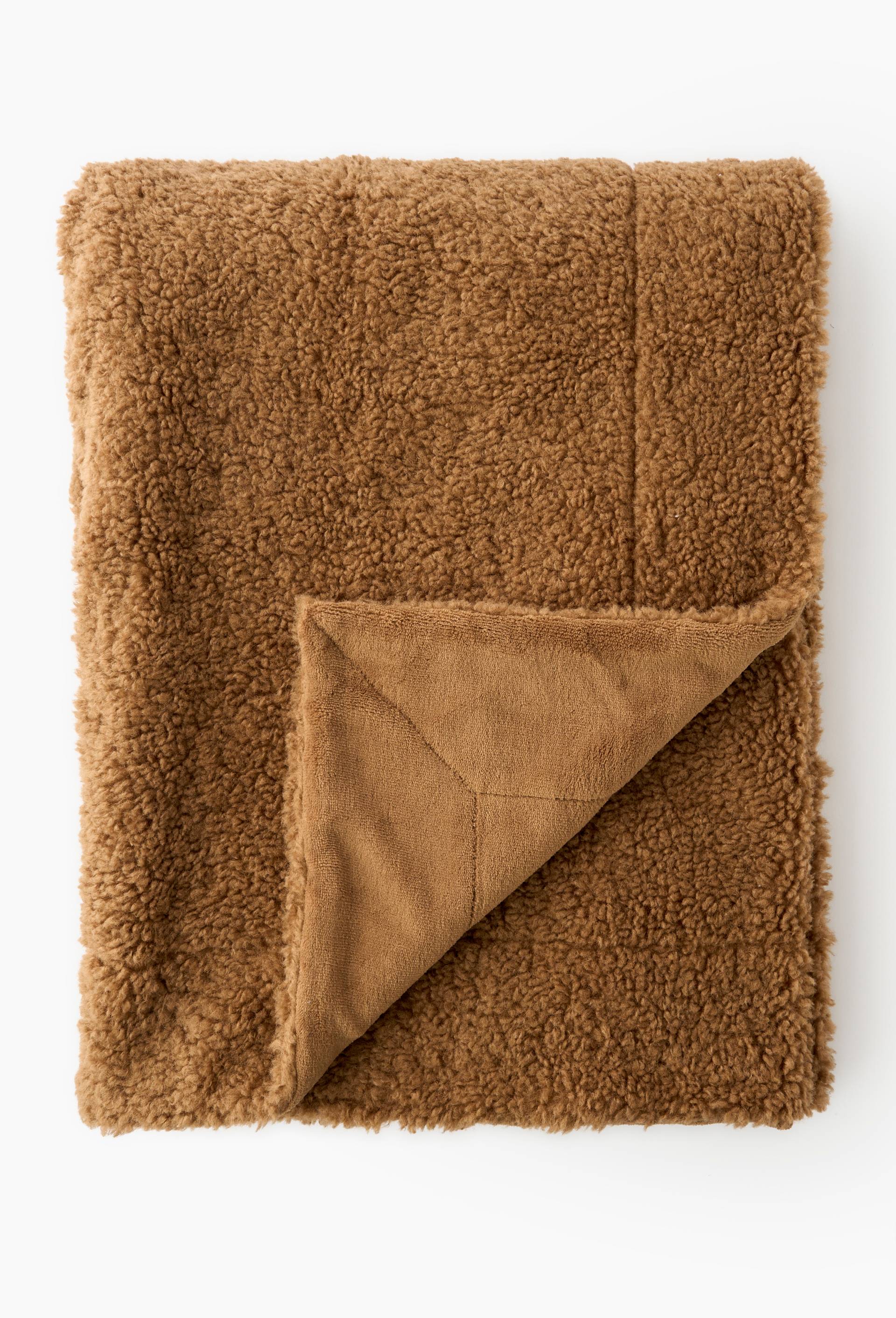 Plaid sherpa, 130x170cm, polyester recycl&eacute;, Brun, large image number 0.0