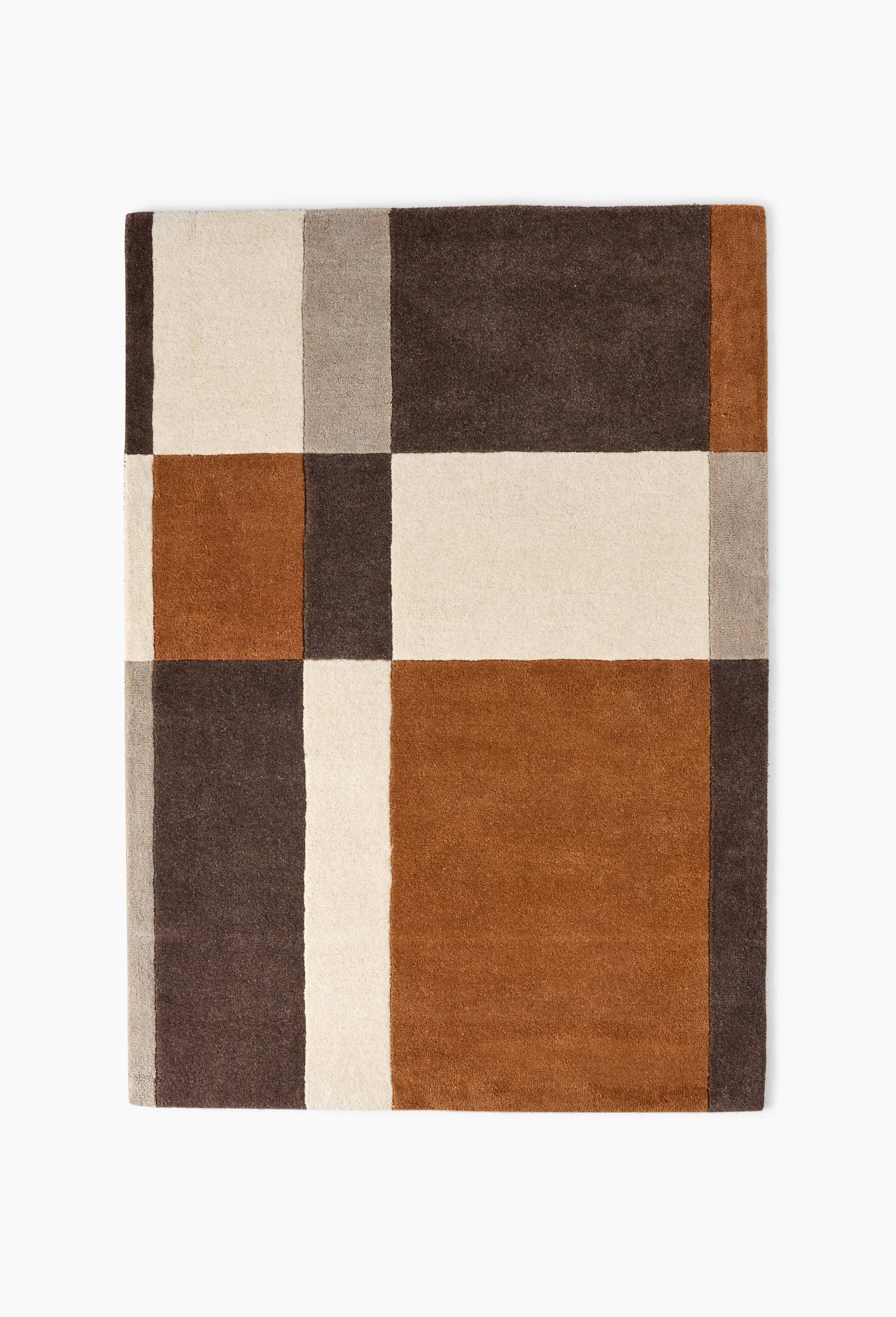 Tapis tuft&eacute;, 140x200cm, laine, Brun, large image number 0