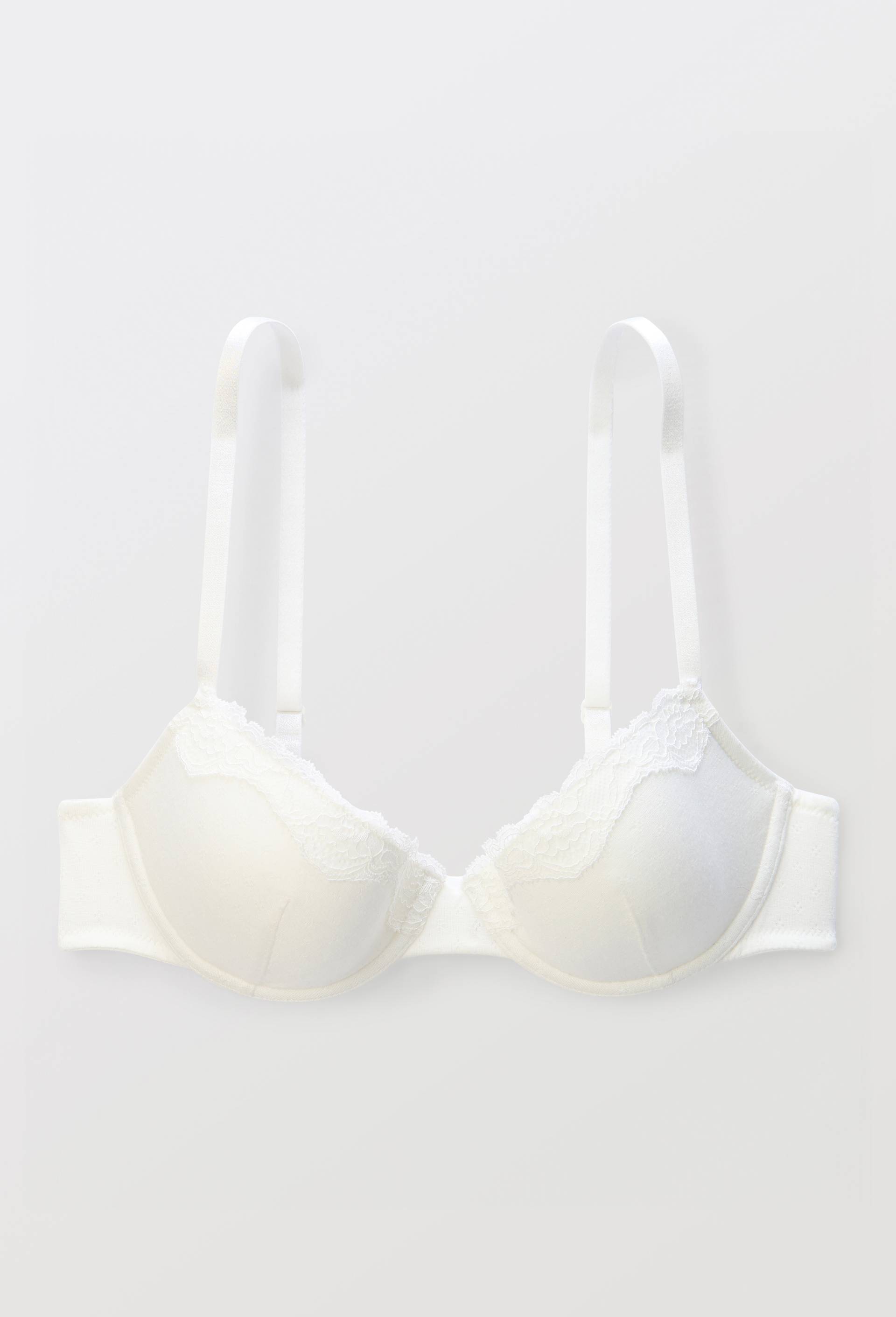 Soutien-gorge corbeille padd&eacute; MALAURY en modal et dentelle, Ecru, large image number 2.0