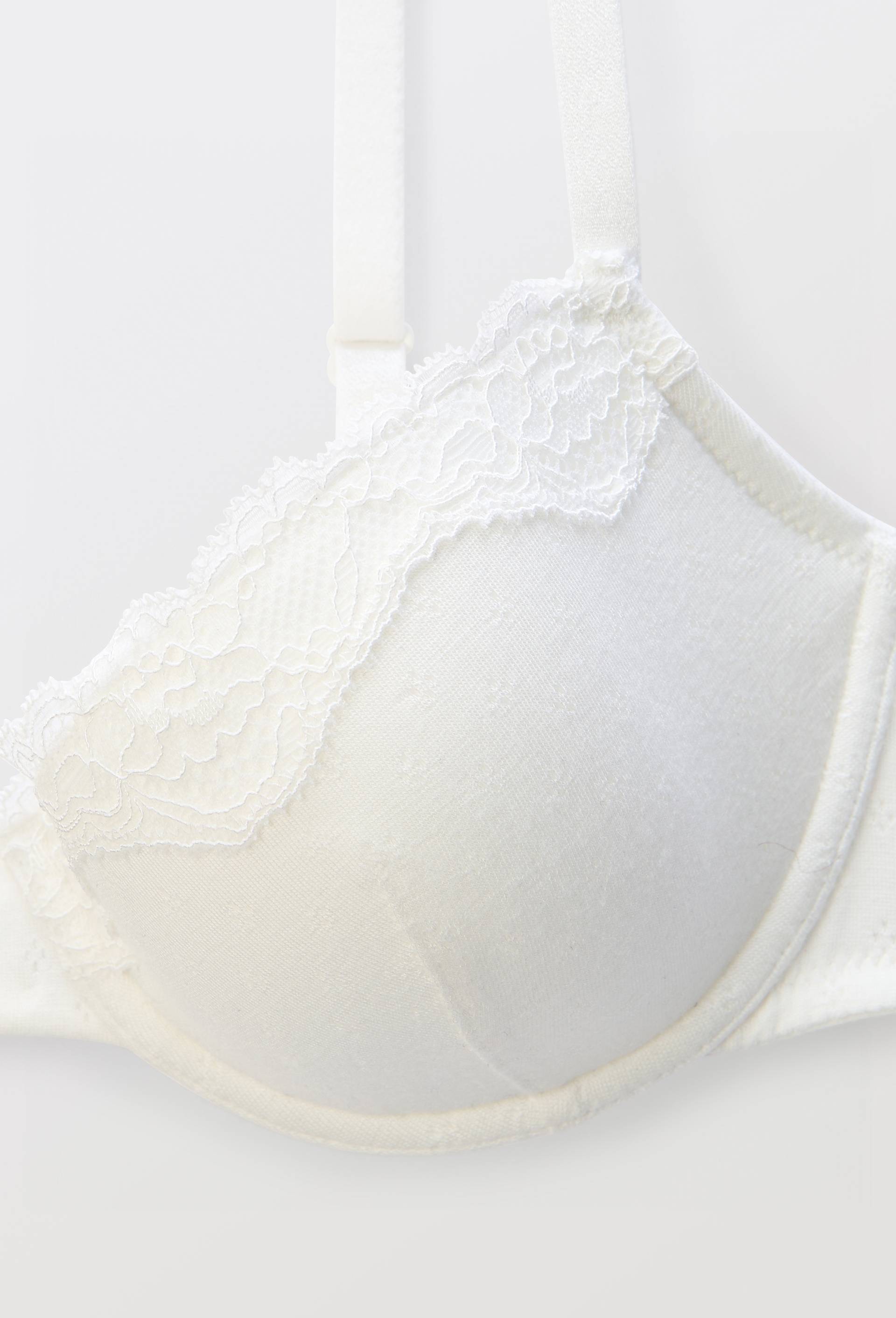 Soutien-gorge corbeille padd&eacute; MALAURY en modal et dentelle, Ecru, large image number 4