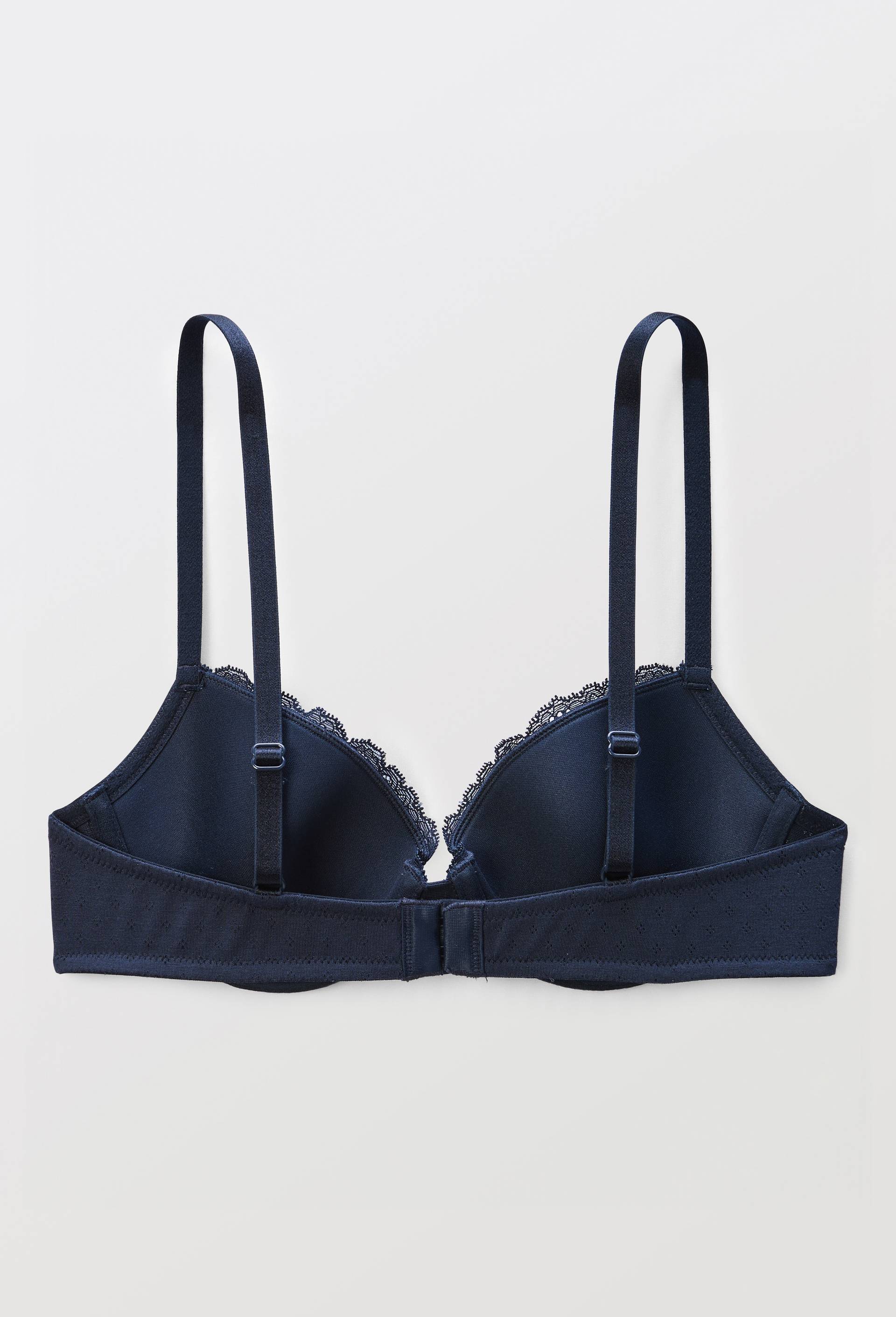 Soutien-gorge corbeille padd&eacute; MALAURY en modal et dentelle, Bleu fonc&eacute;, large image number 3