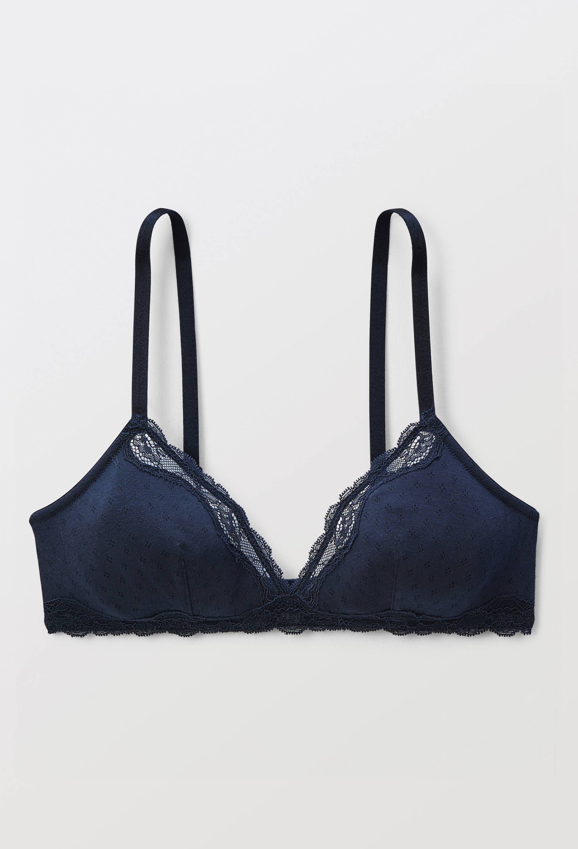 Soutien-gorge triangle MALAURY en modal et dentelle, Bleu fonc&eacute;, large image number 2
