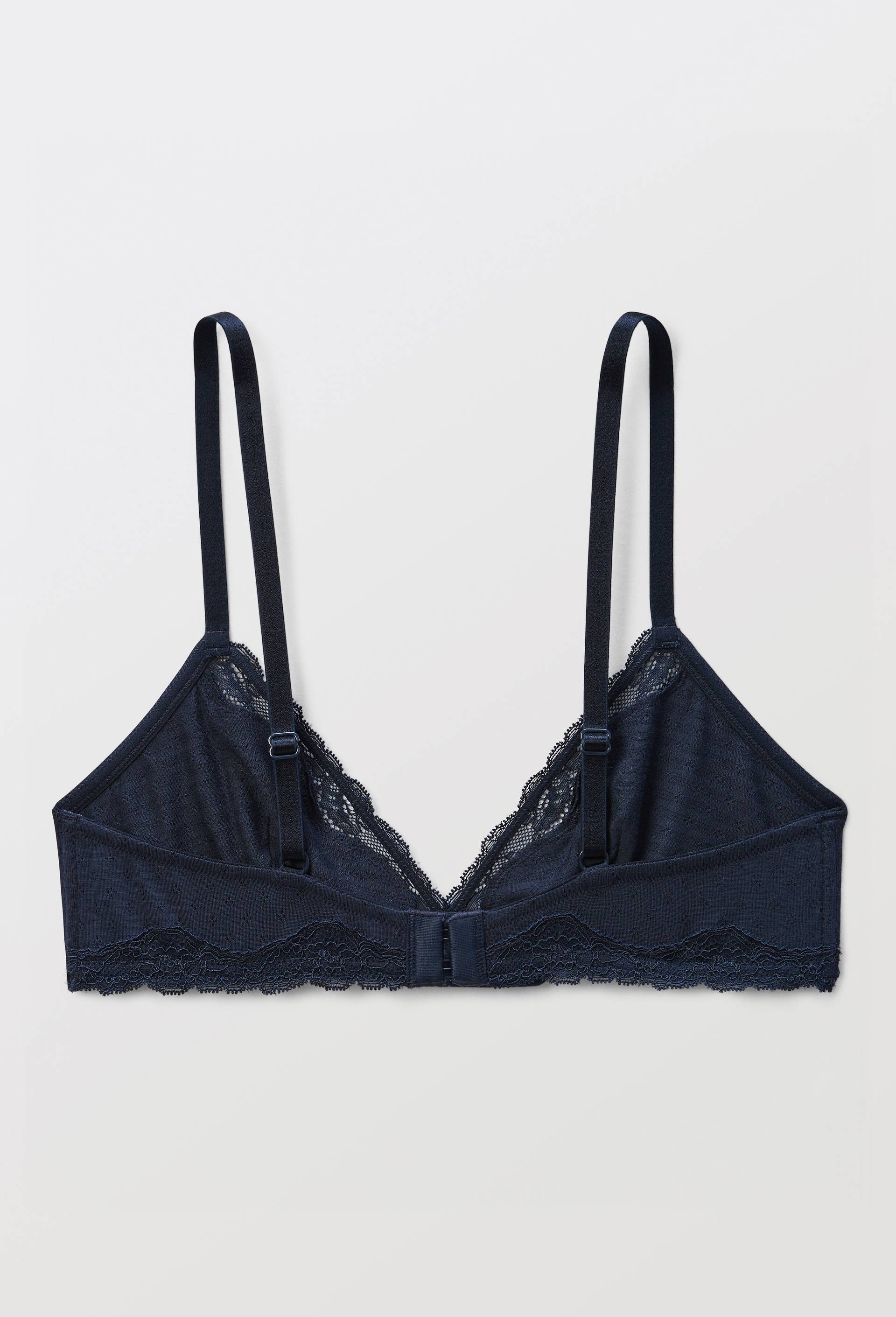 Soutien-gorge triangle MALAURY en modal et dentelle, Bleu fonc&eacute;, large image number 3.0
