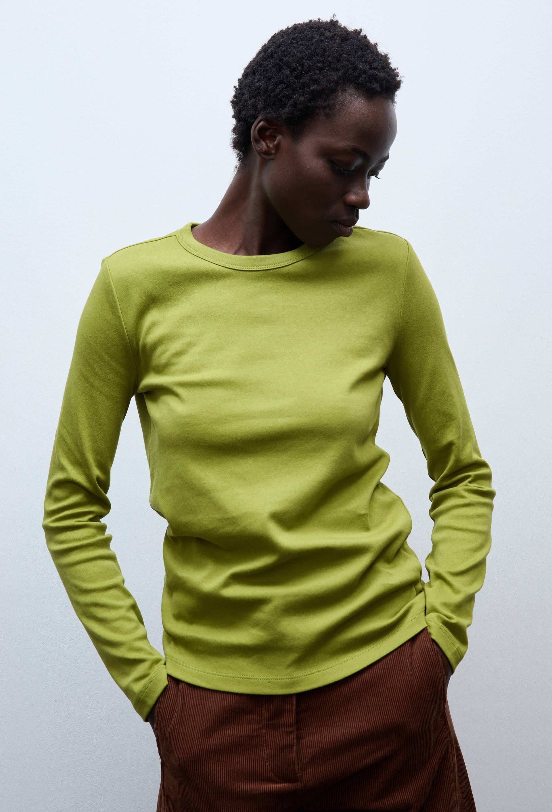 T-shirt manches longues &eacute;pais en coton BIO GOTS, Vert, swatch image
