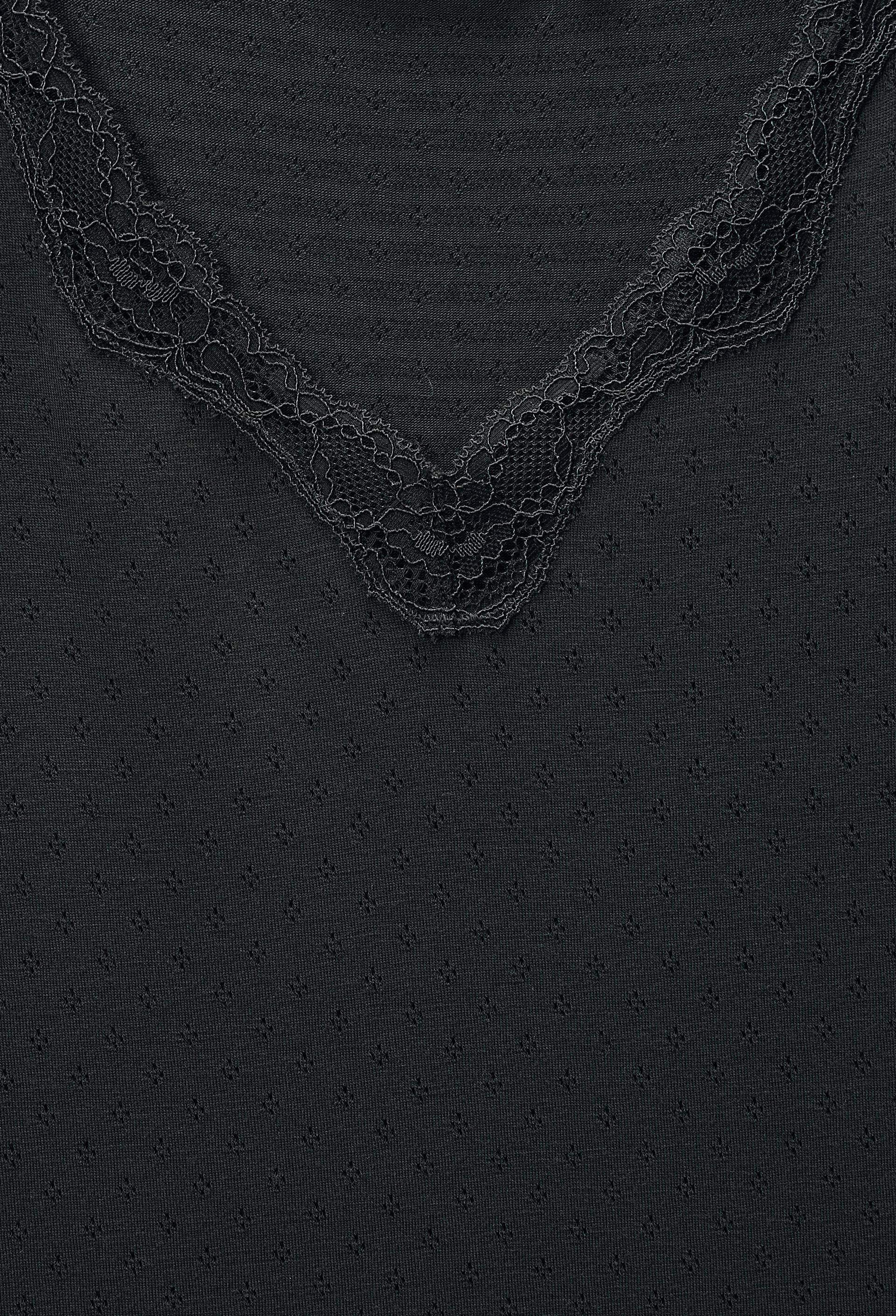 T-shirt manches longues col V MALAURY en modal et dentelle, Noir, large image number 4
