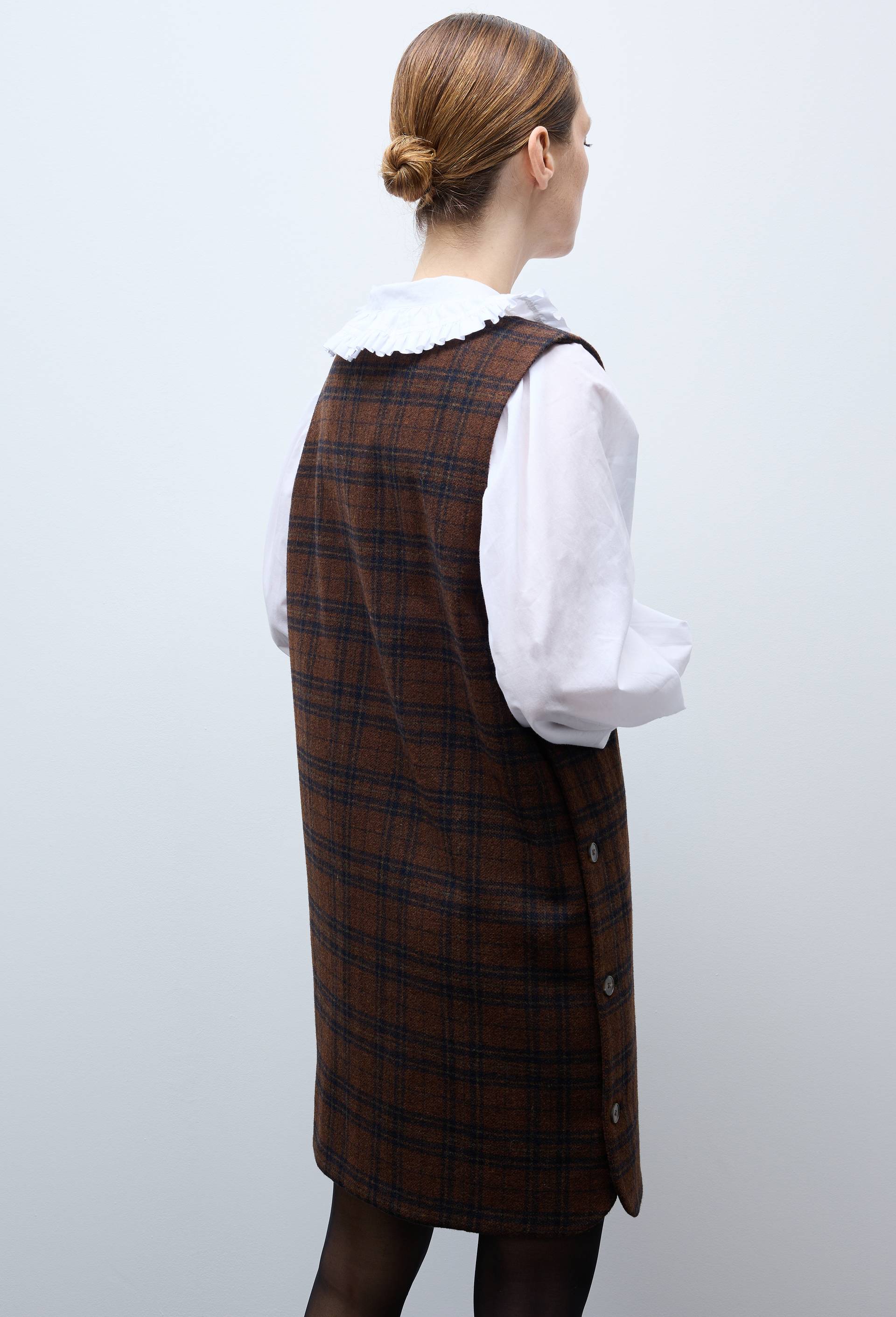Robe courte sans manches contenant de la laine, Brun, large image number 2.0