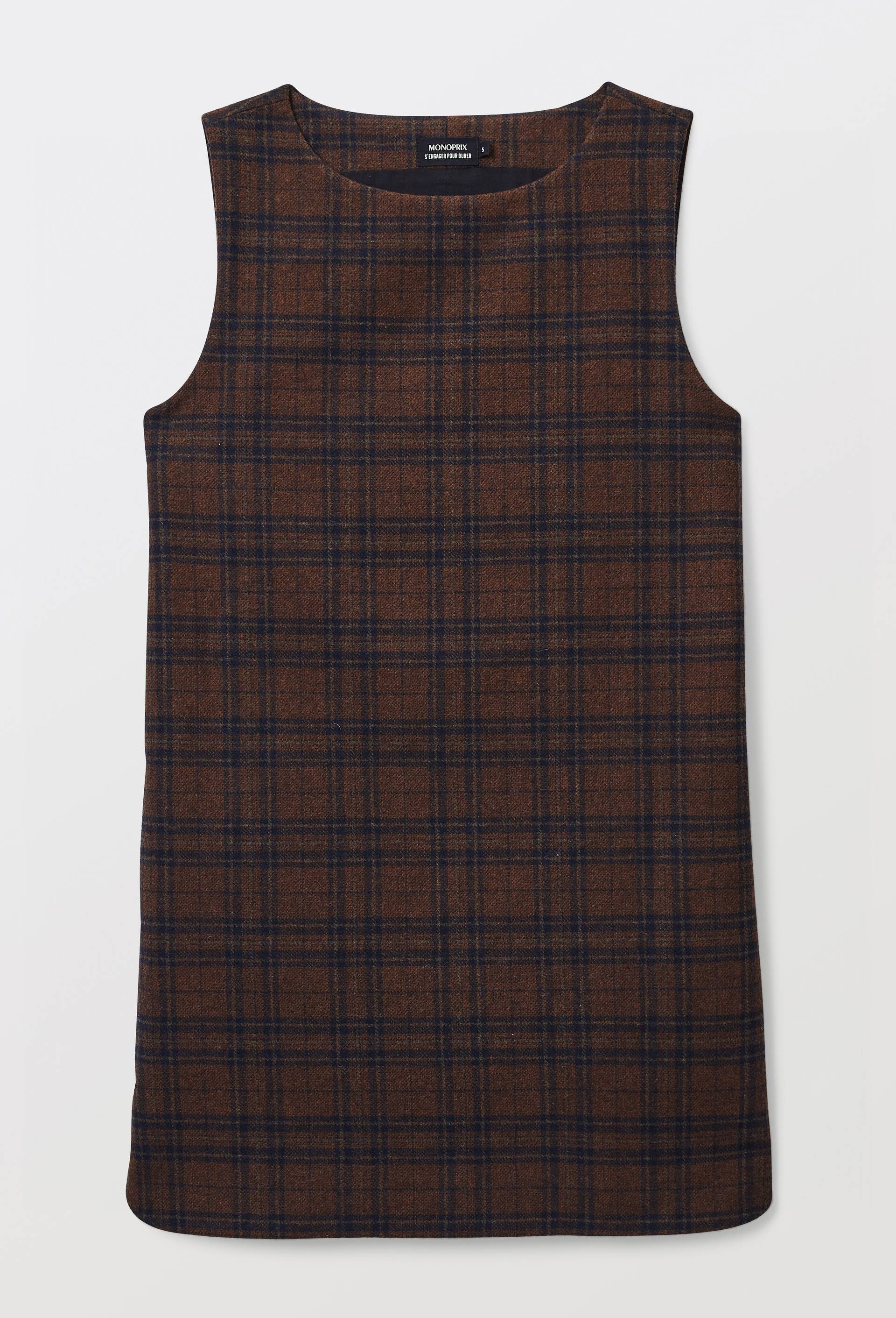 Robe courte sans manches contenant de la laine, Brun, large image number 3