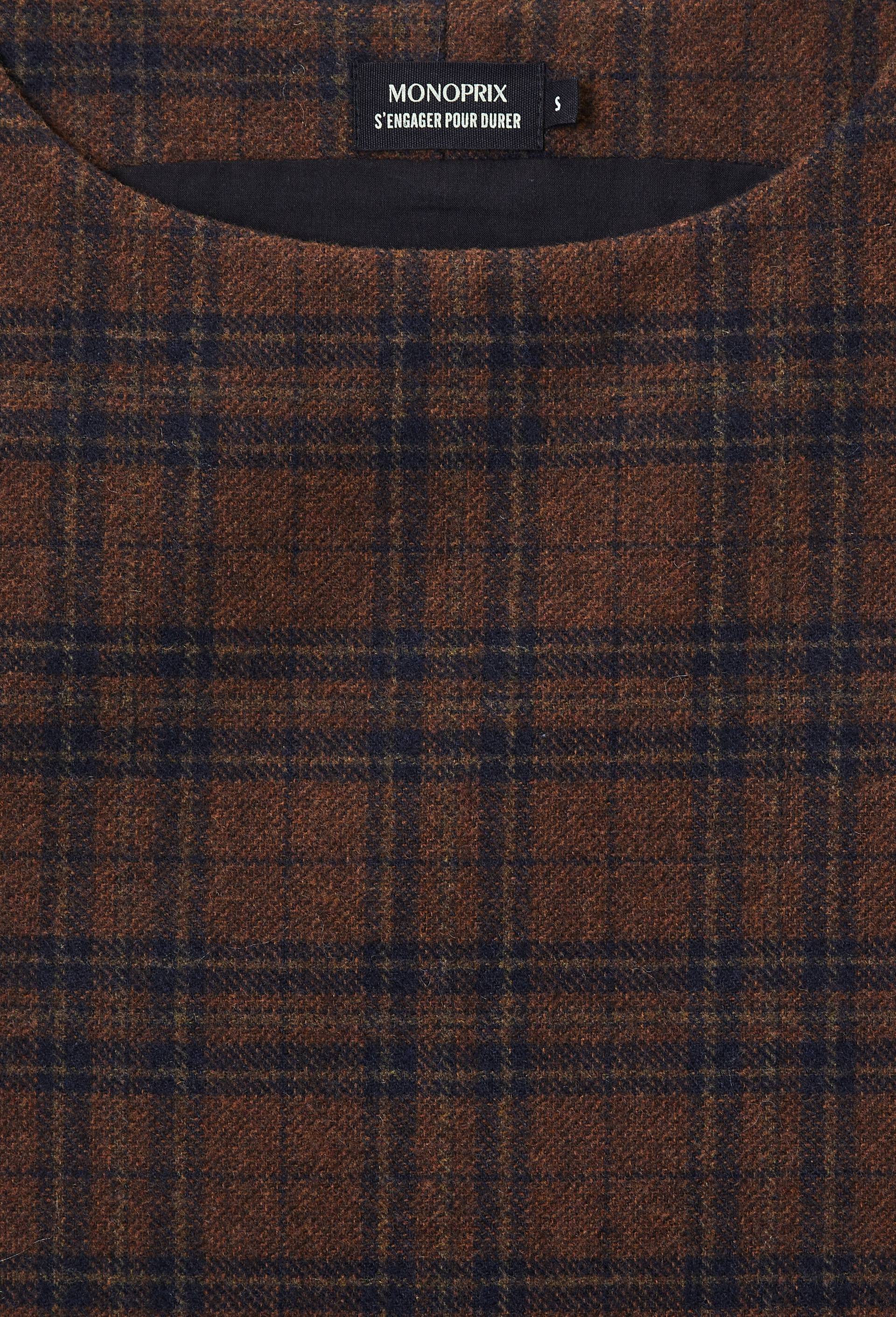 Robe courte sans manches contenant de la laine, Brun, large image number 5