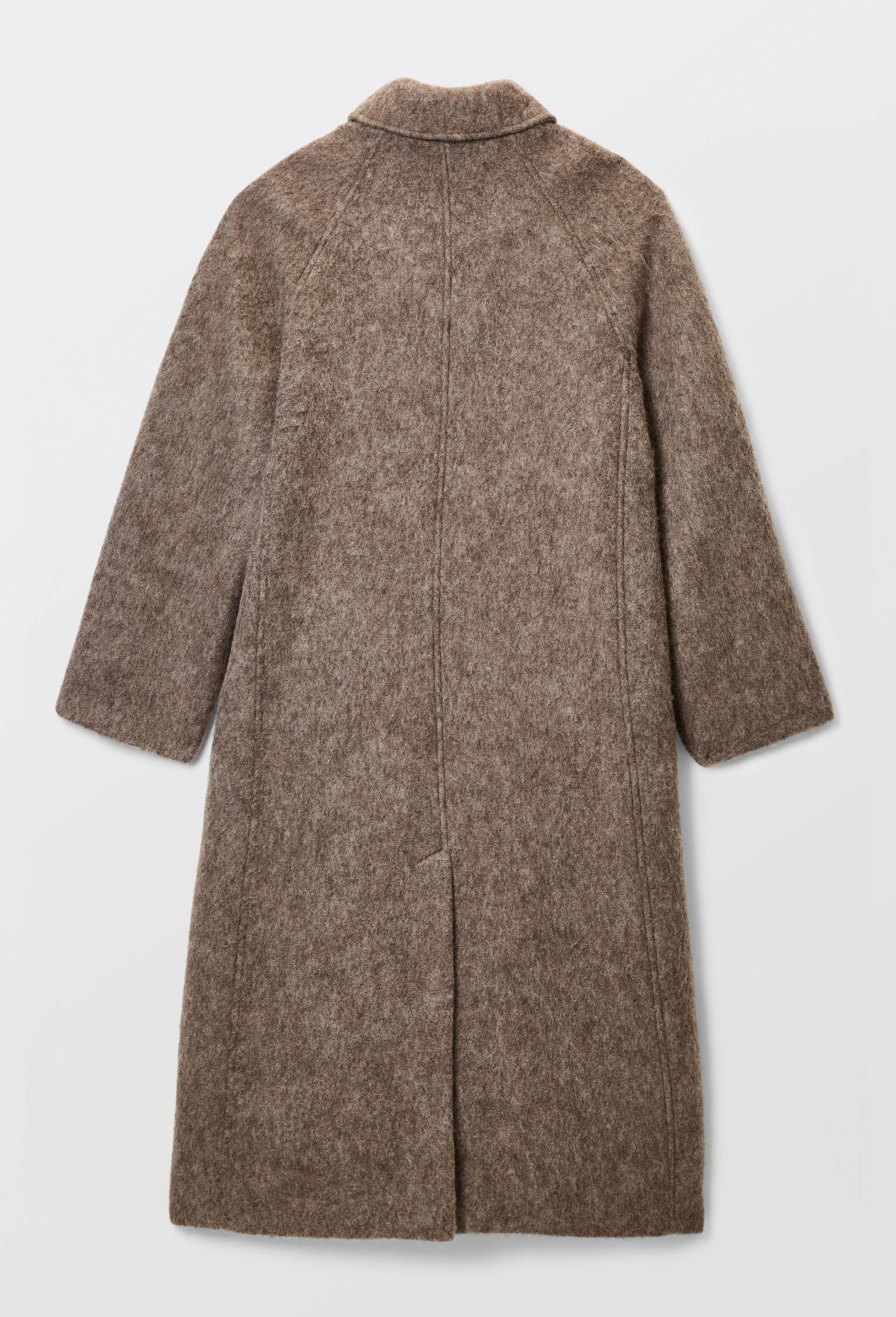 Manteau uni double boutonnage contenant de la laine, Brun, large image number 4.0
