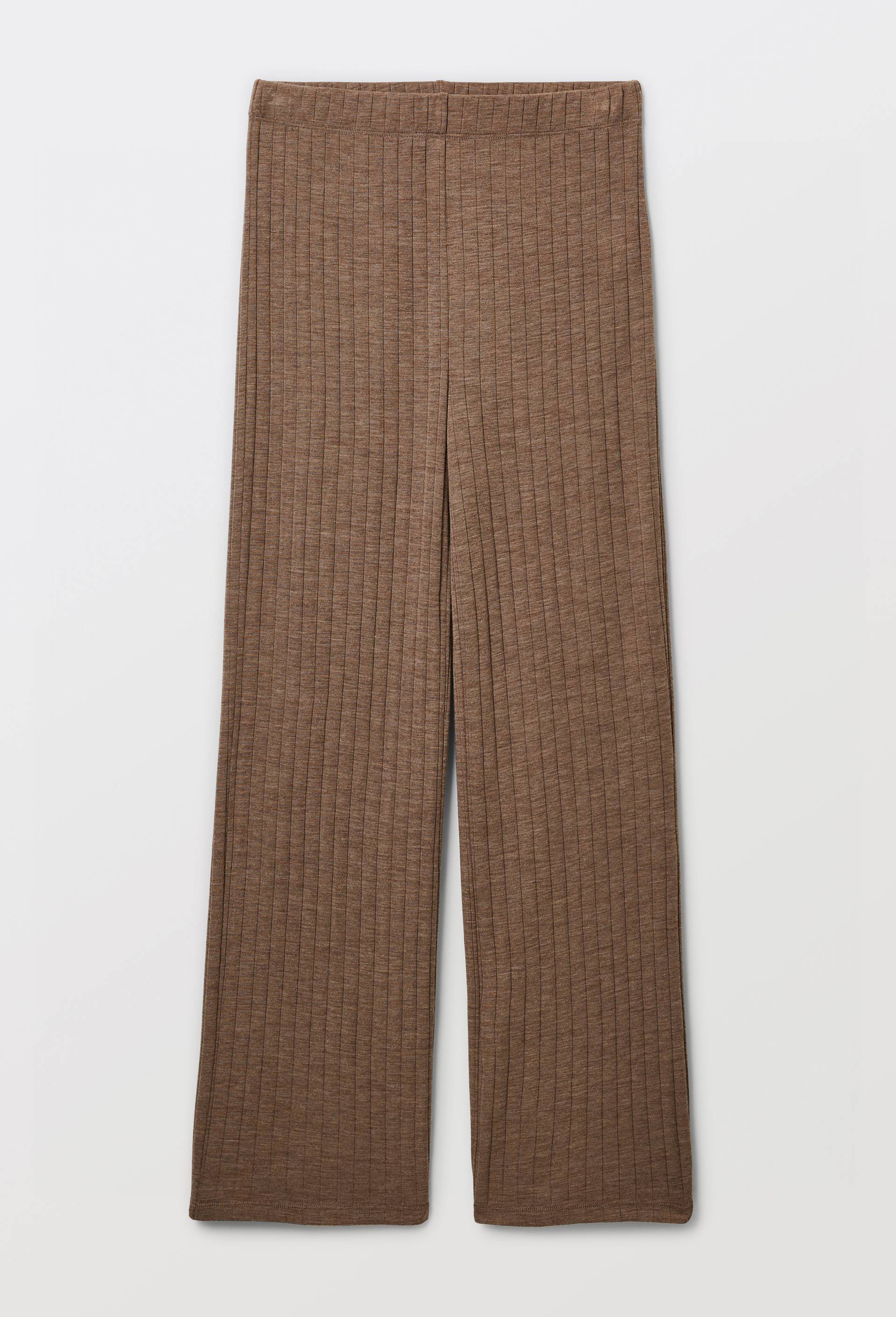 Pantalon uni en laine et soie, Beige, large image number 2