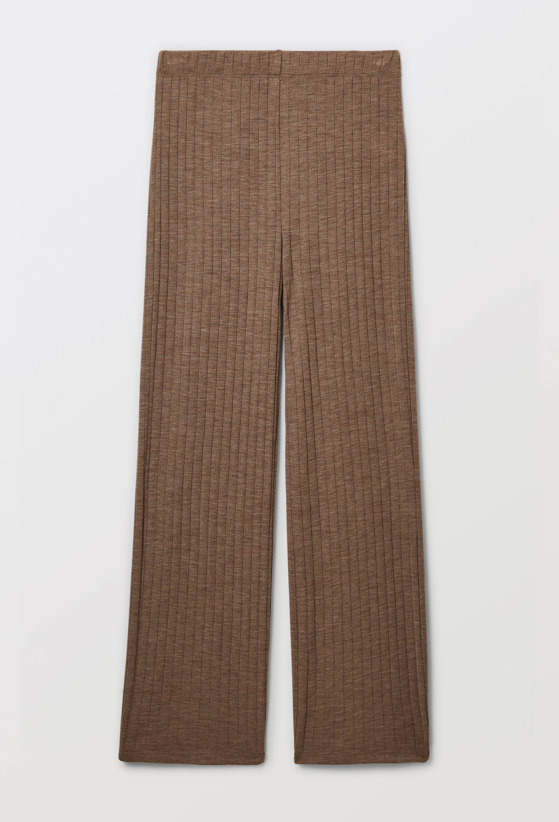Pantalon uni en laine et soie, Beige, large image number 3
